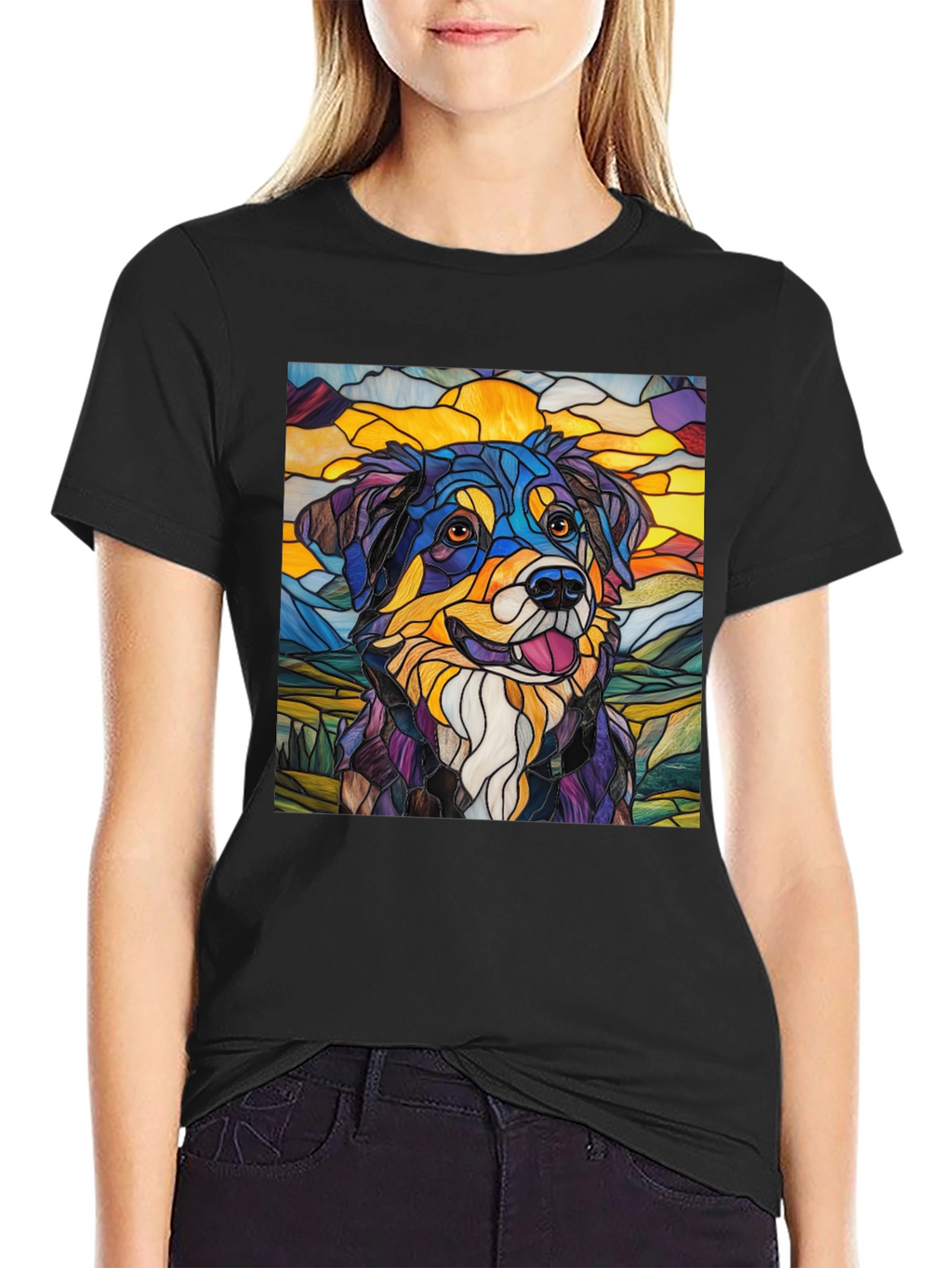 Stained Glass Dog Art Tee