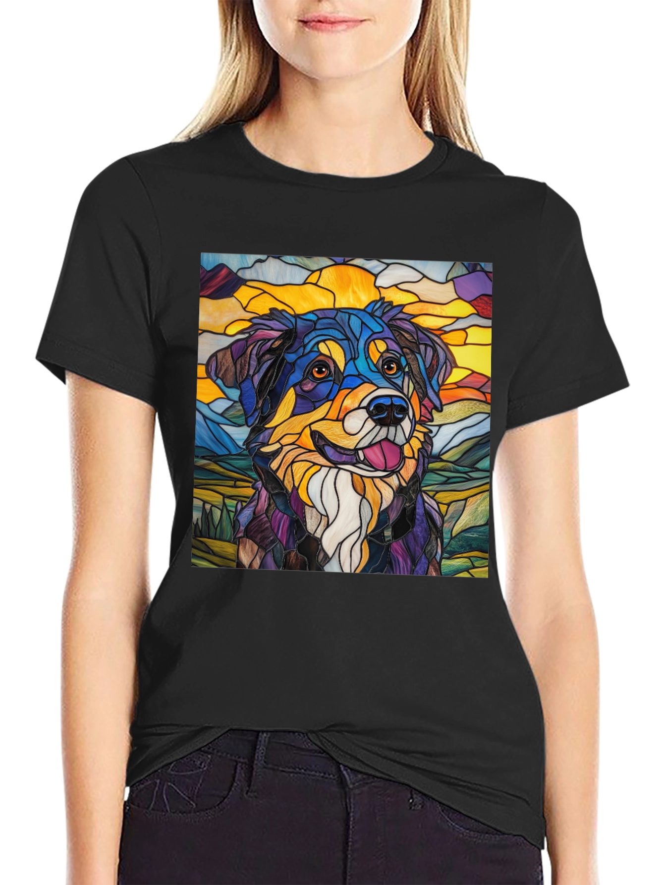 Stained Glass Dog Art Tee