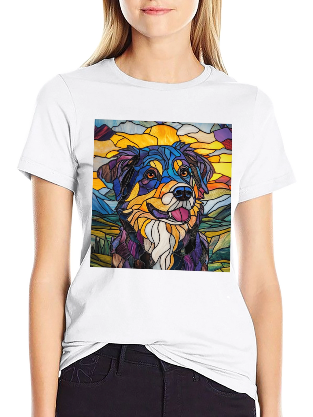 Stained Glass Dog Art Tee