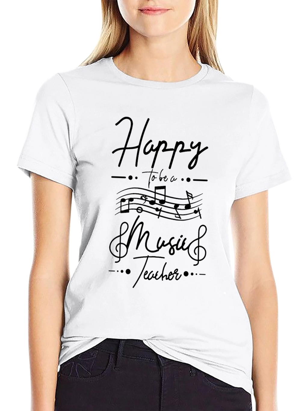Happy Music Teacher Black T-Shirt