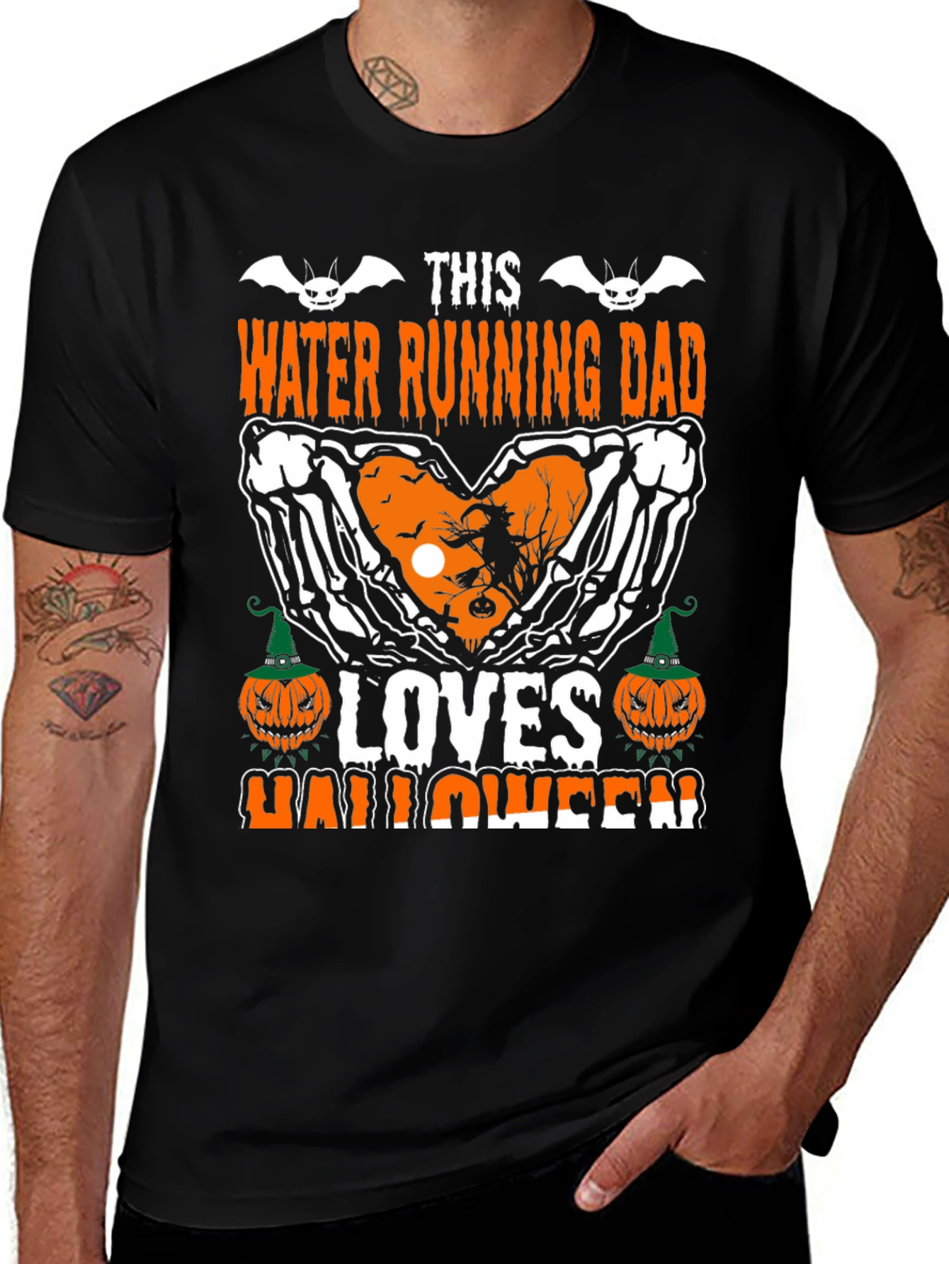 Halloween Water Running Dad Graphic Tee