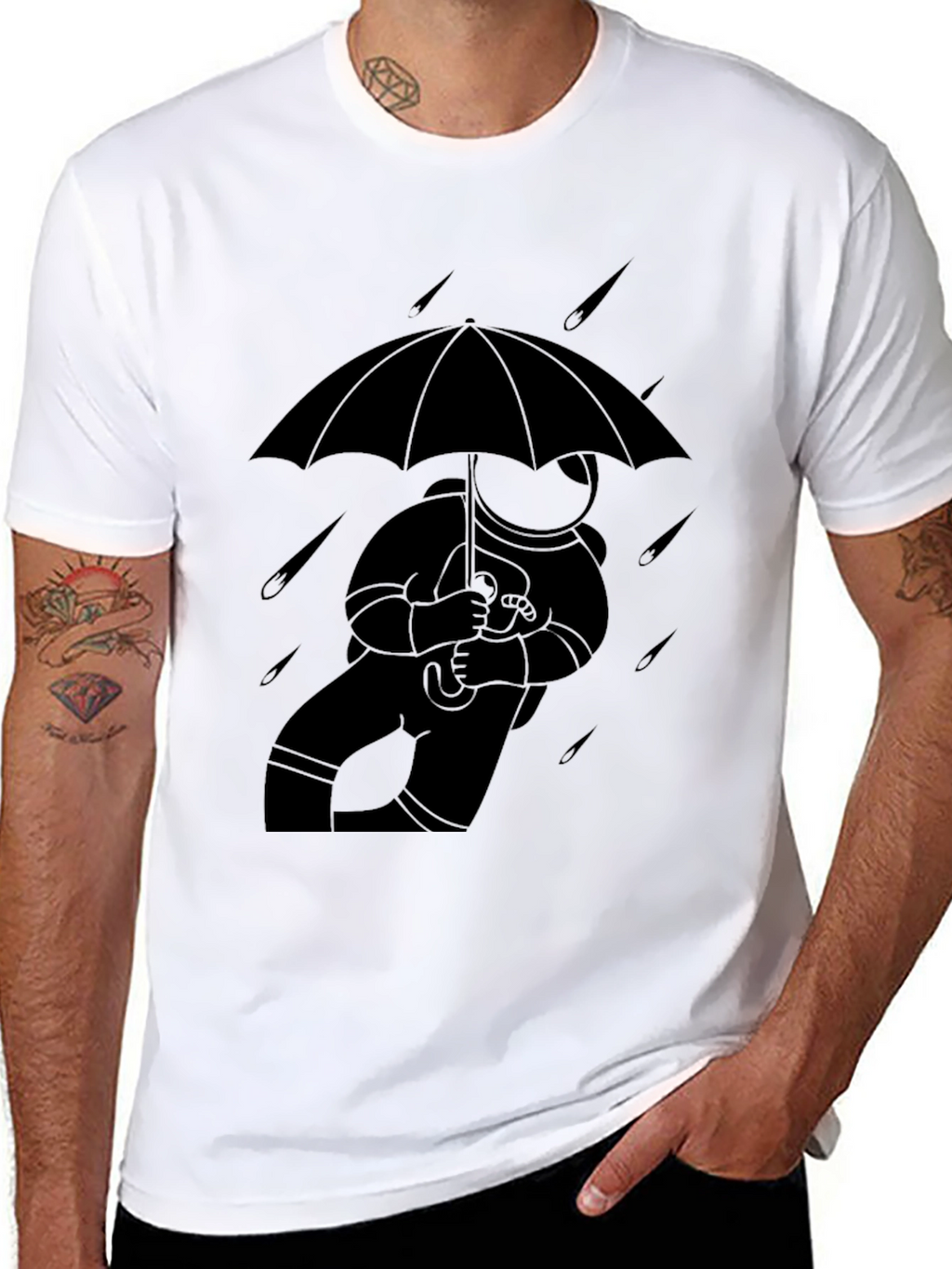 Astronaut Umbrella T-Shirt - Stylish Space Tee
