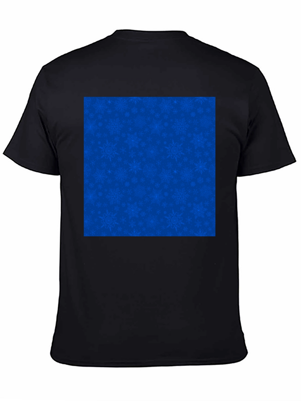 Mens Black Tee with Blue Snowflake Pattern
