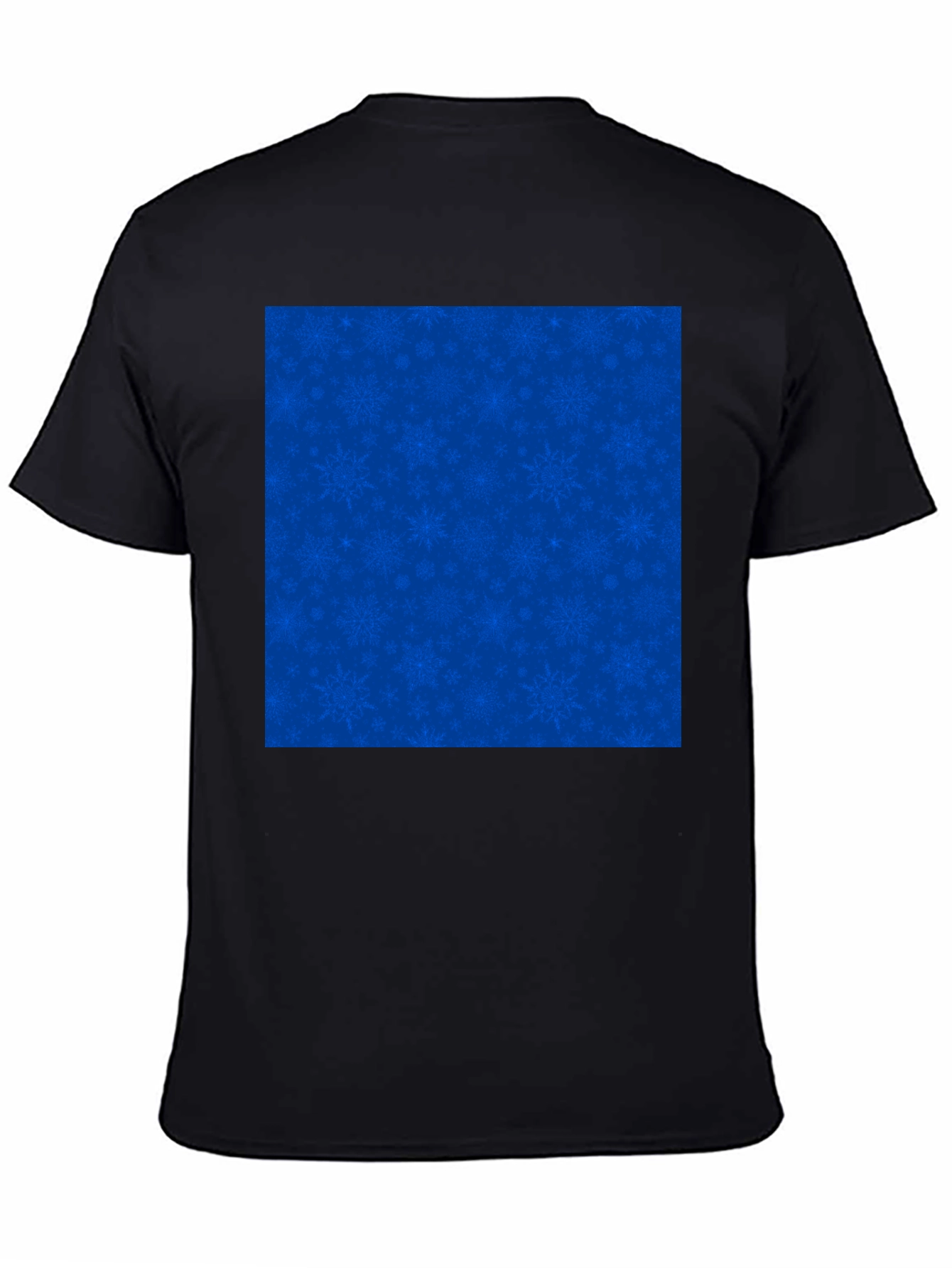 Mens Black Tee with Blue Snowflake Pattern