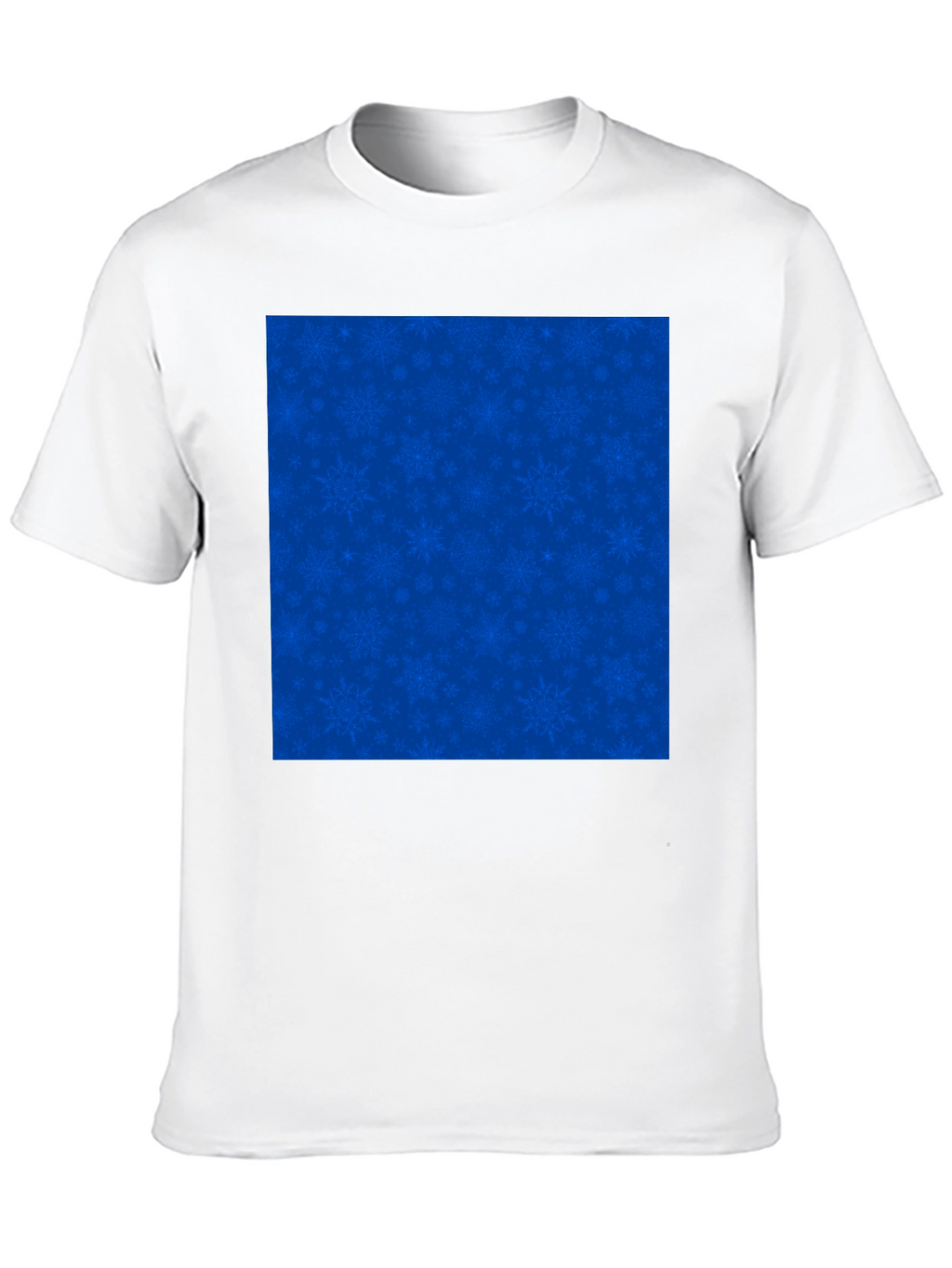 Mens Black Tee with Blue Snowflake Pattern