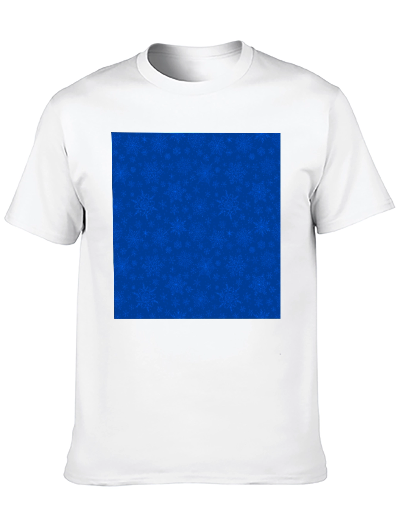 Mens Black Tee with Blue Snowflake Pattern