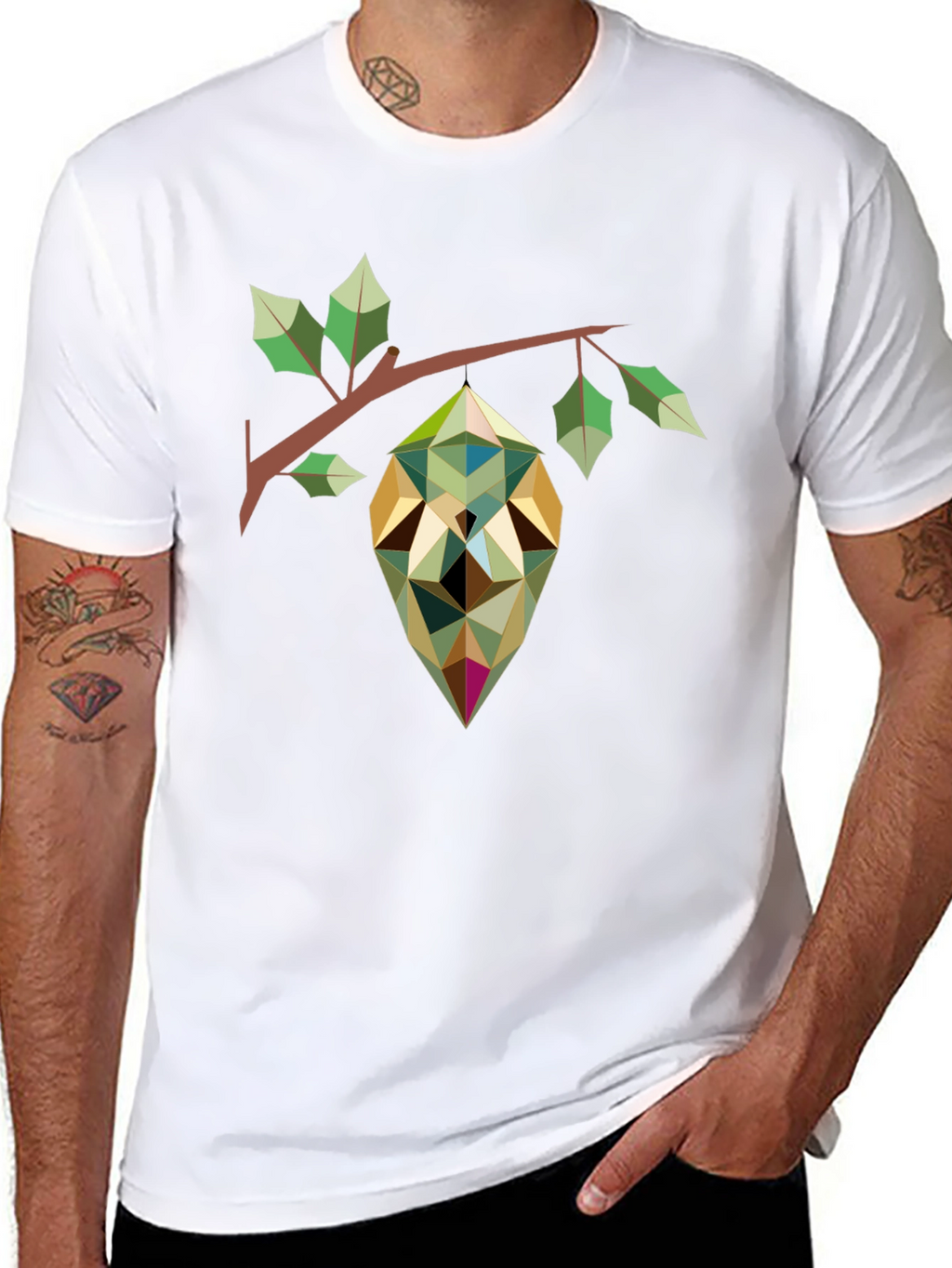 Geometric Pod Print Black T-Shirt