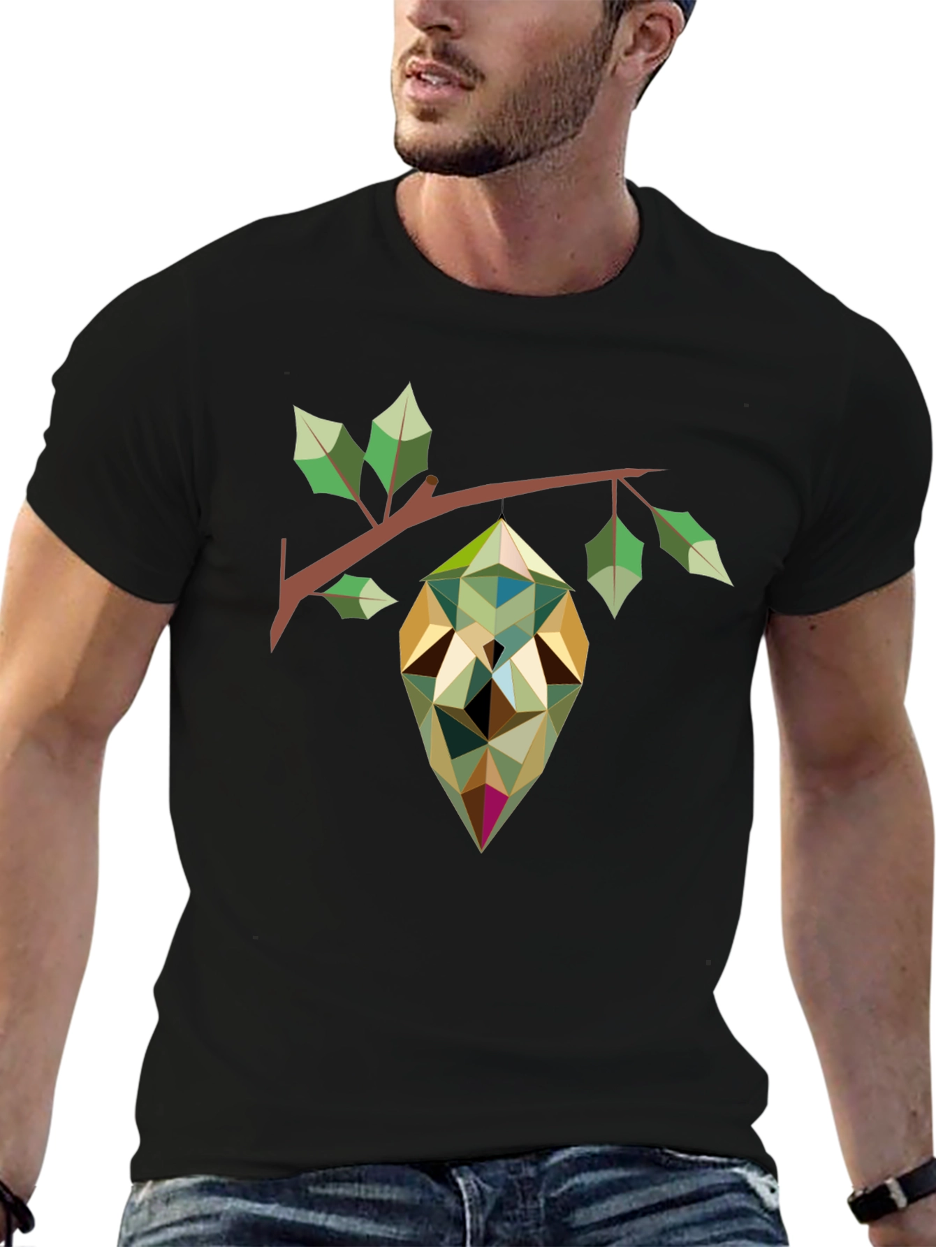 Geometric Pod Print Black T-Shirt