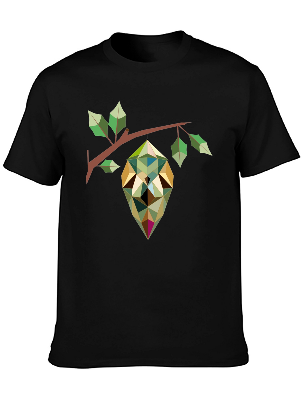 Geometric Pod Print Black T-Shirt