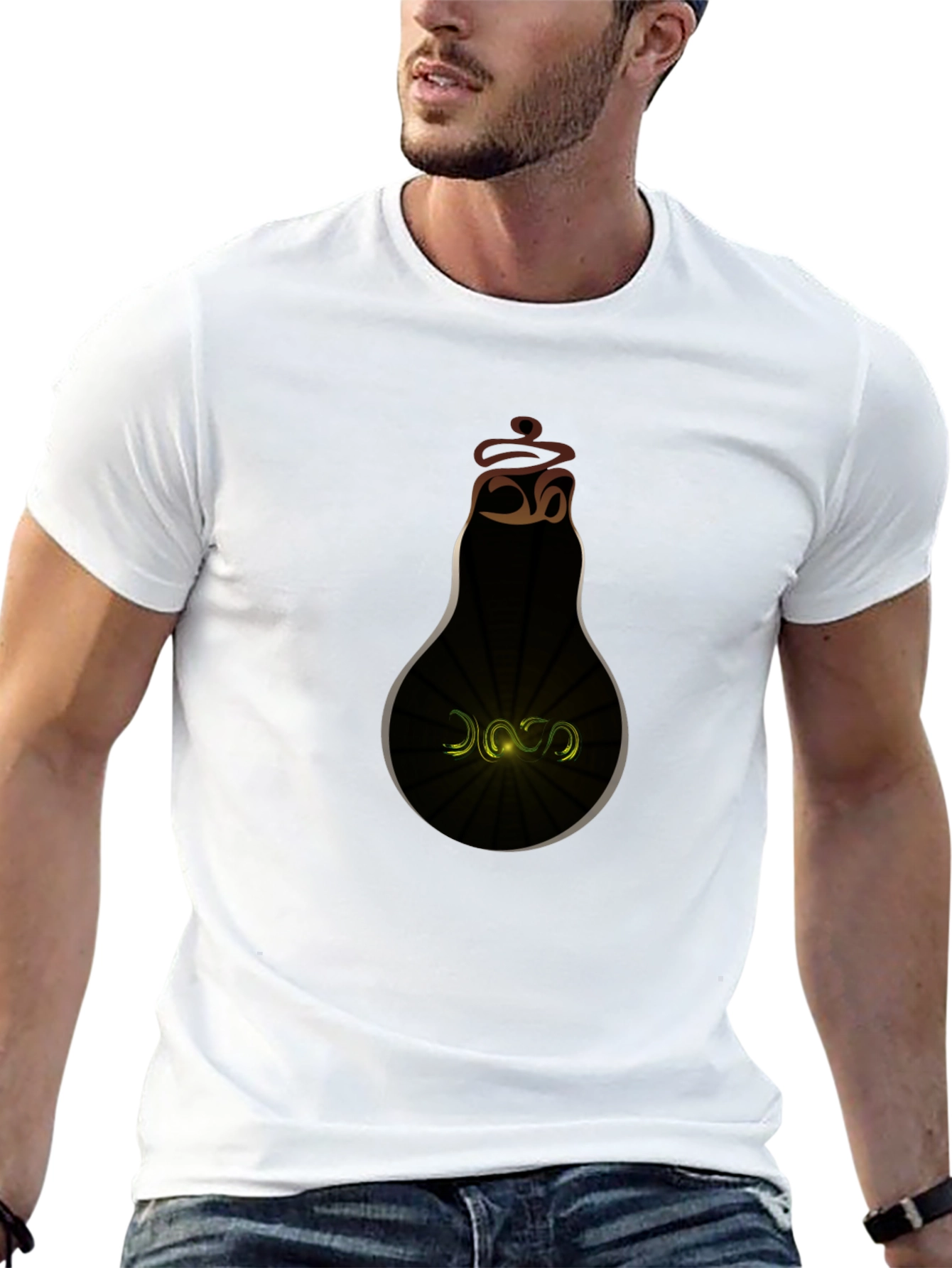 Stylish Black T-Shirt with Light Bulb Design
