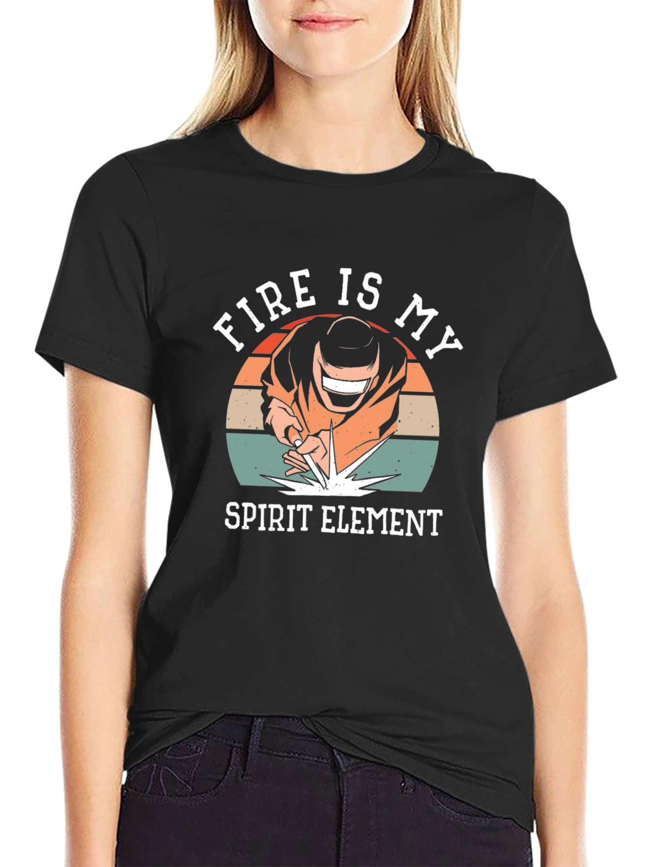Fire Is My Spirit Element Black T-Shirt