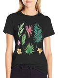 Tropical Leaf Print T-Shirt