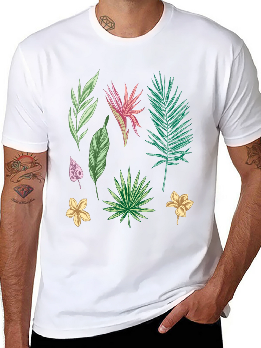 Tropical Leaf Print T-Shirt