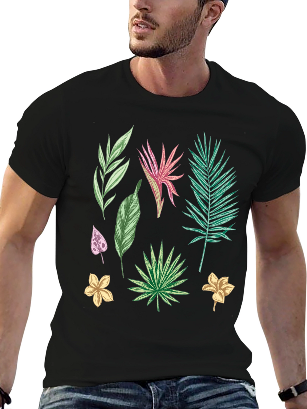 Tropical Leaf Print T-Shirt