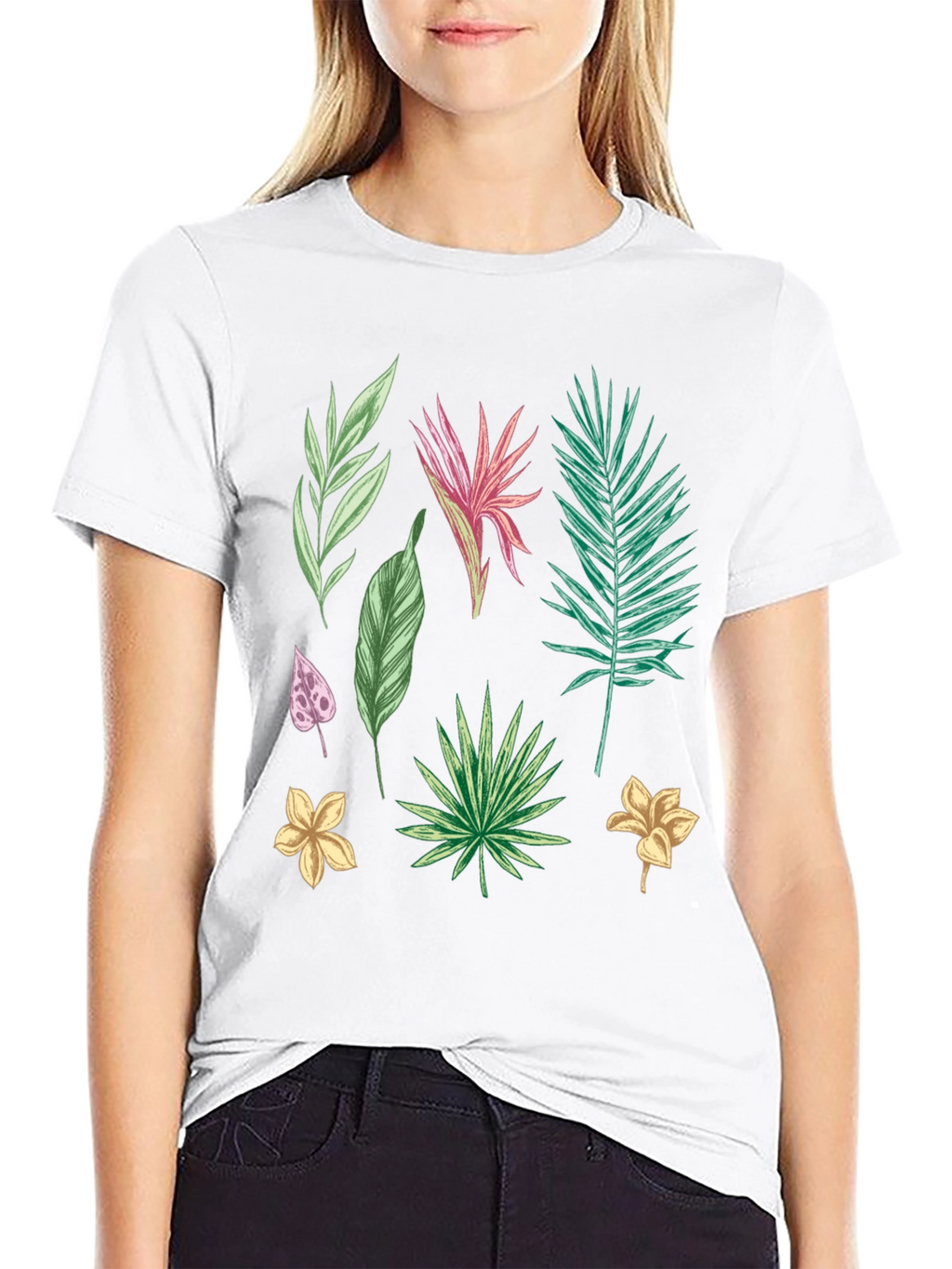 Tropical Leaf Print T-Shirt