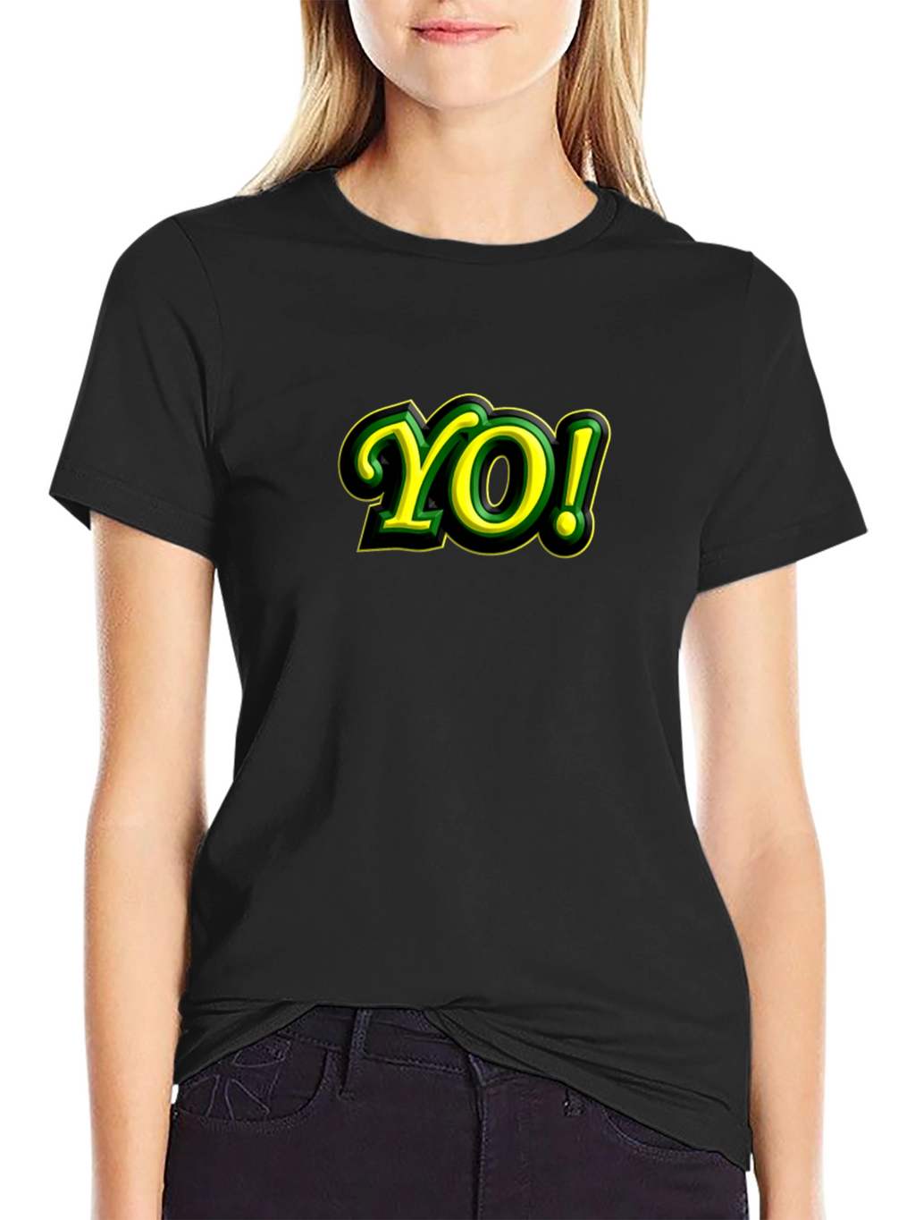 Yo! Graphic T-Shirt - Black Cotton Blend