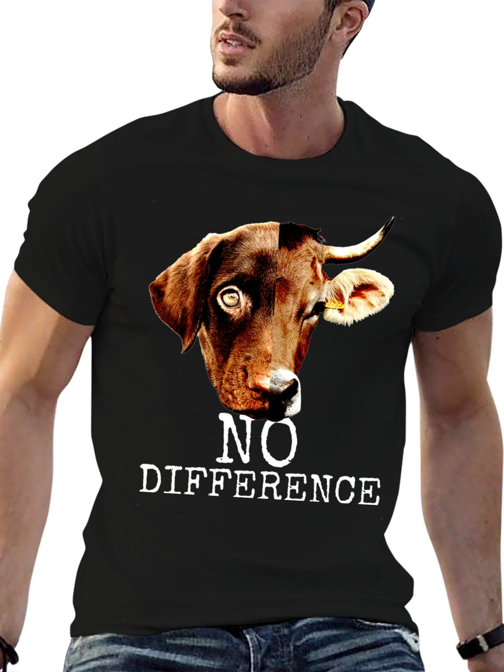 No Difference T-Shirt: Dog and Cow Graphic
