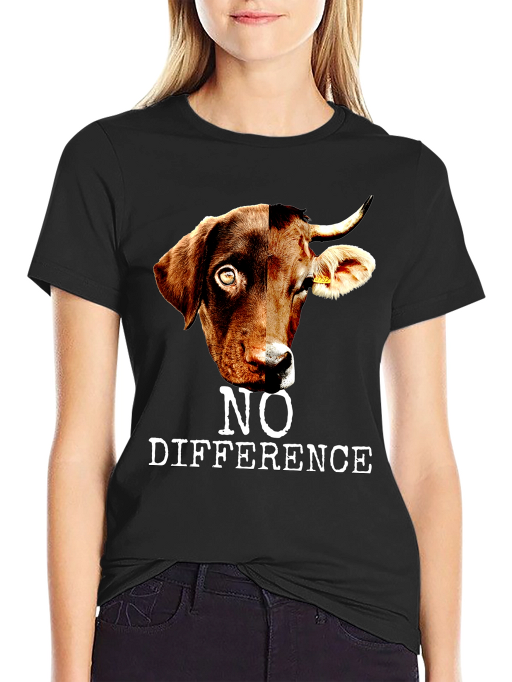 No Difference T-Shirt: Dog and Cow Graphic