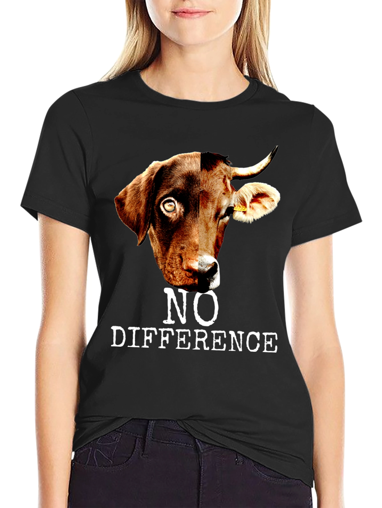 No Difference T-Shirt: Dog and Cow Graphic