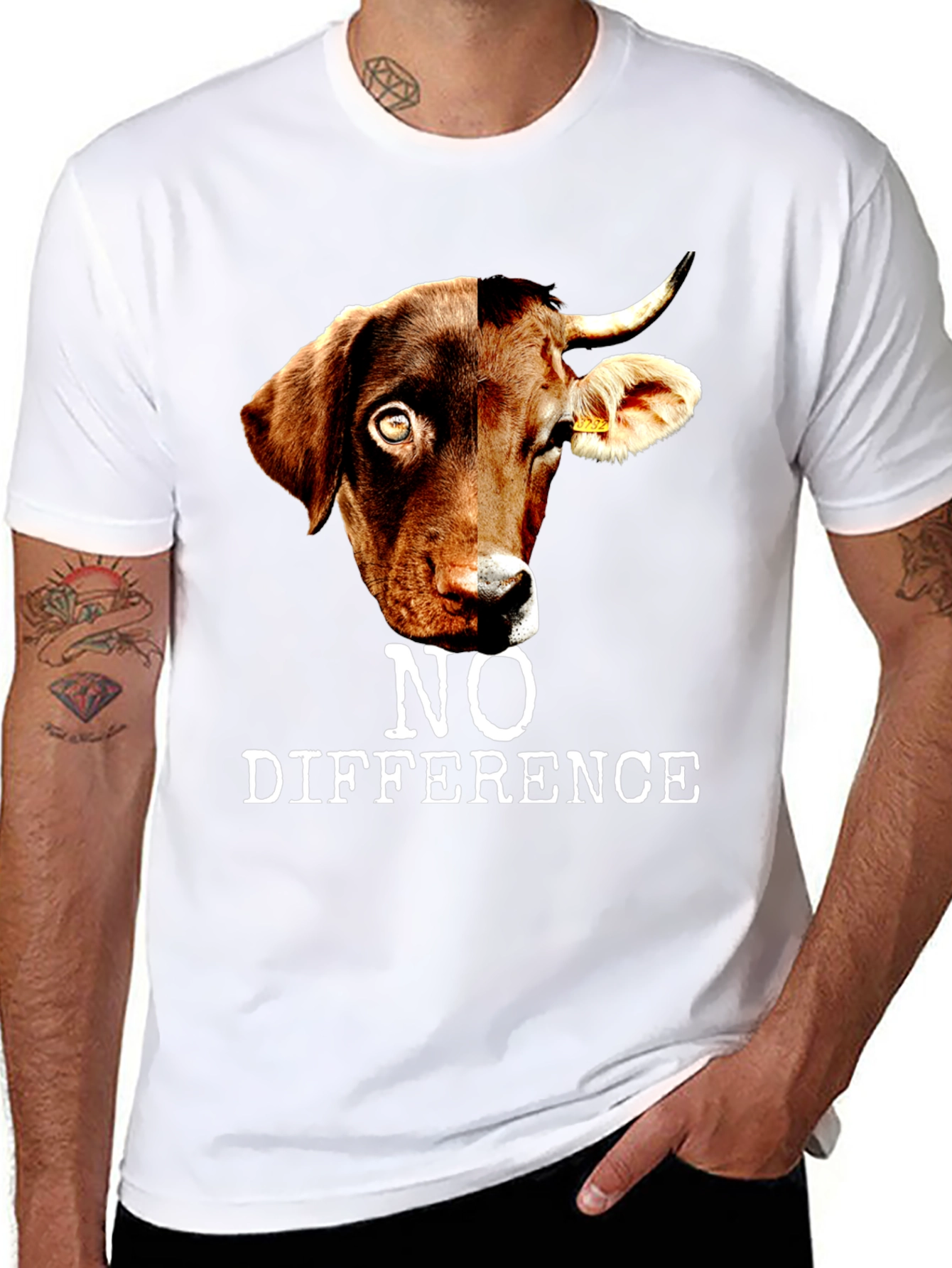 No Difference T-Shirt: Dog and Cow Graphic