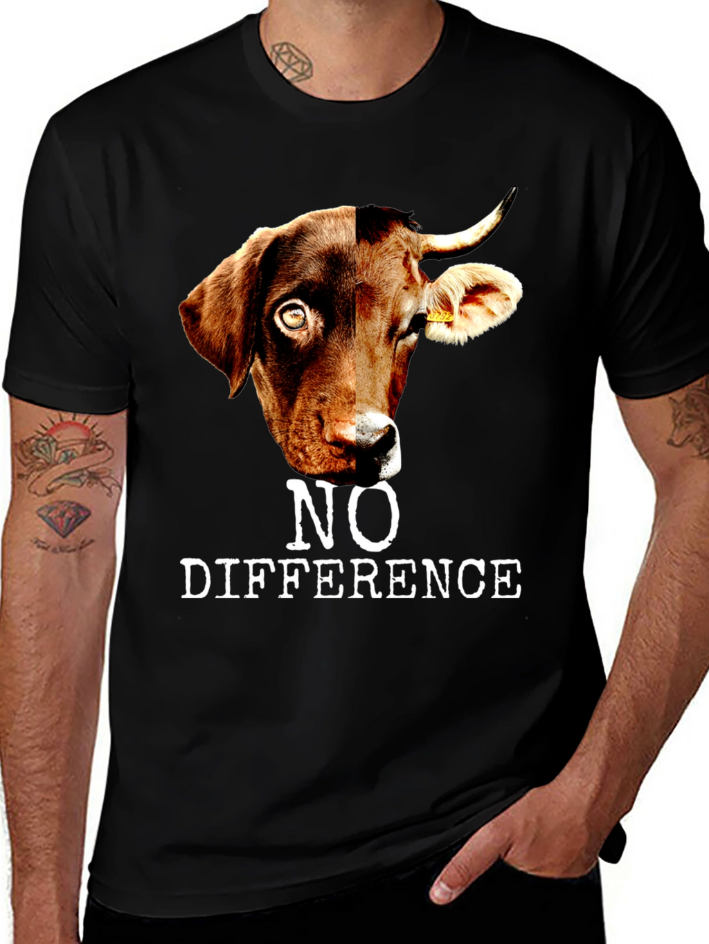 No Difference T-Shirt: Dog and Cow Graphic