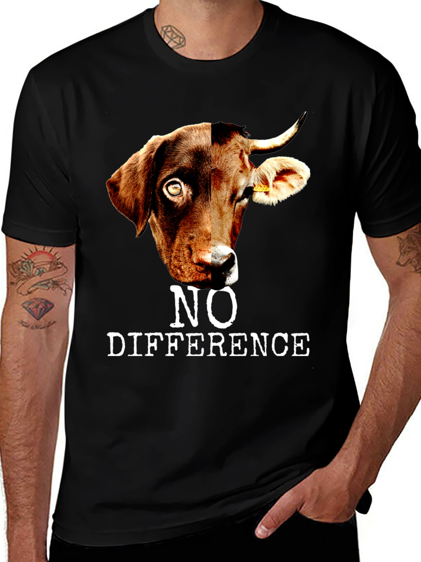 No Difference T-Shirt: Dog and Cow Graphic