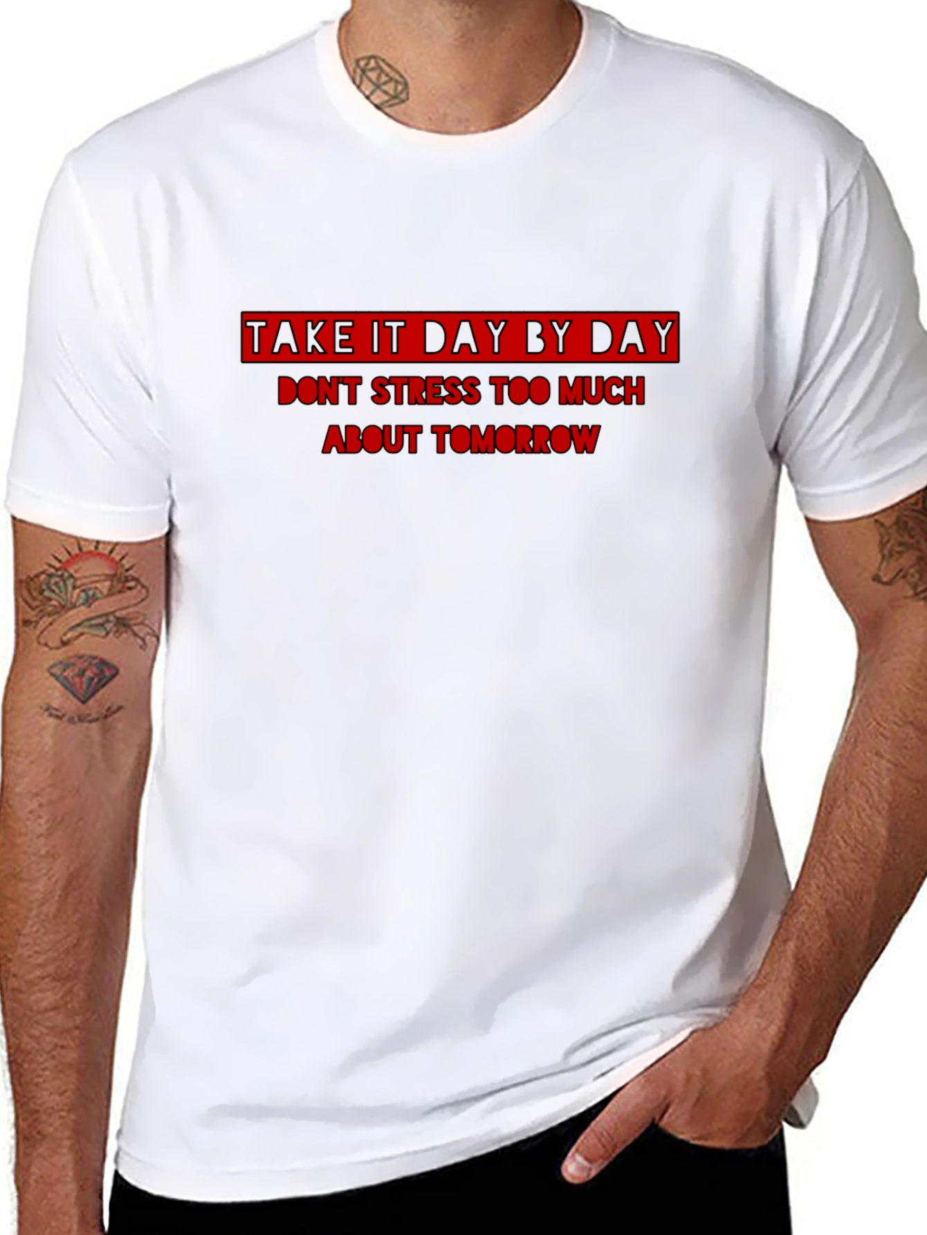 Inspirational Take It Day By Day Black T-Shirt