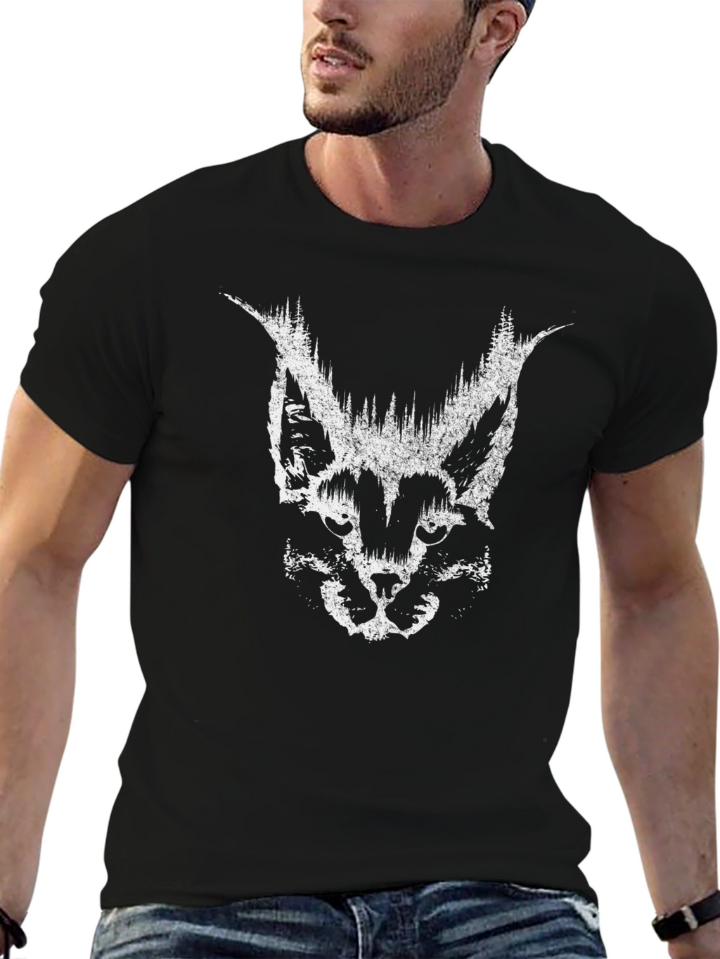 Abstract Lynx T-Shirt - Black Graphic Tee