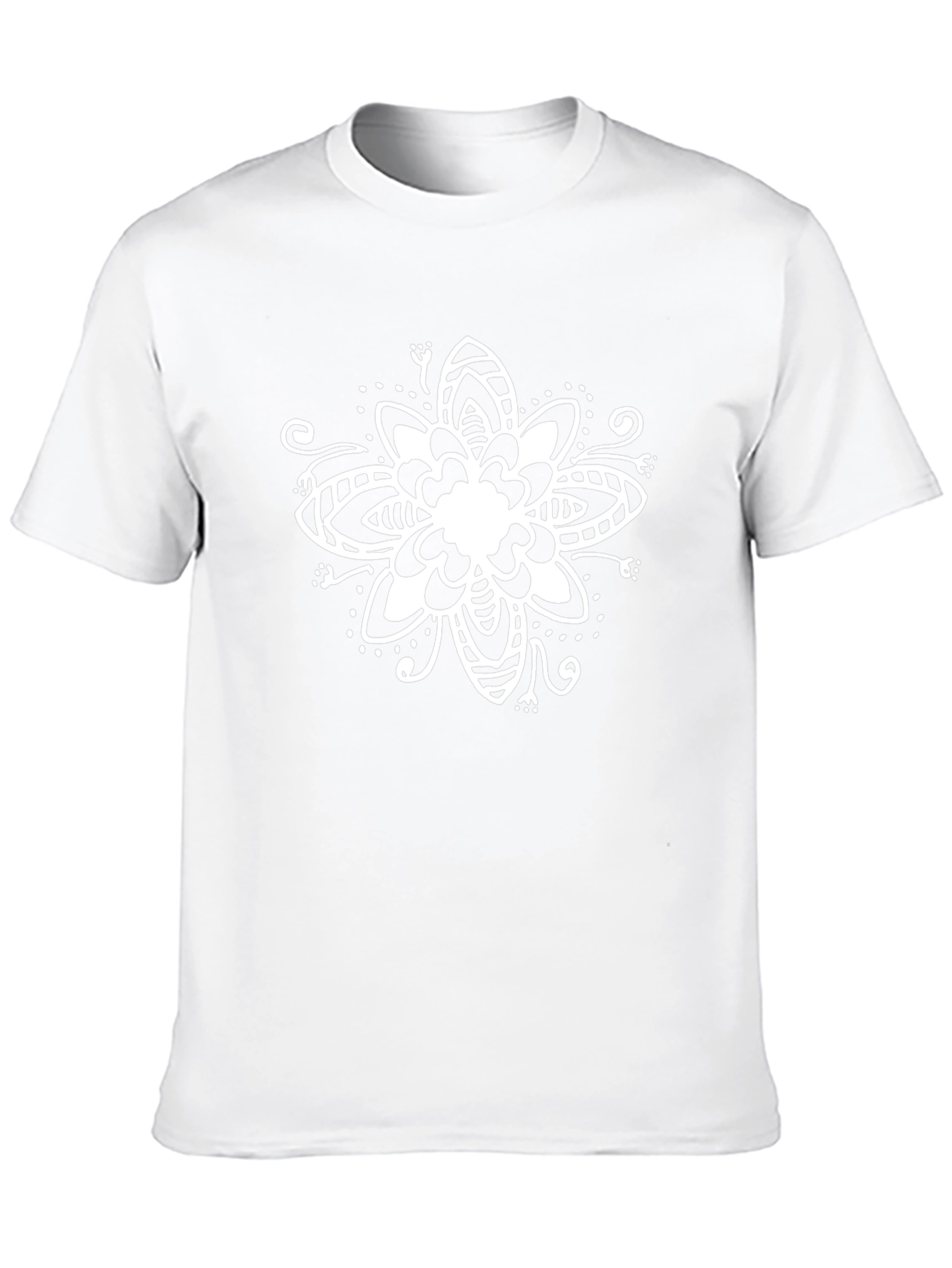Black T-Shirt with White Floral Design
