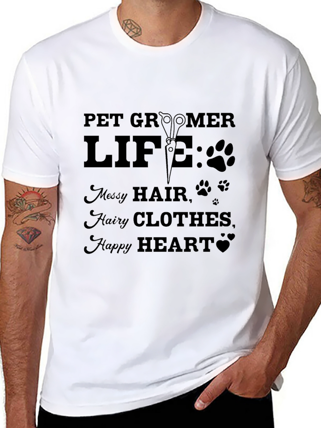 Pet Groomer Life T-Shirt - Messy Hair Happy Heart