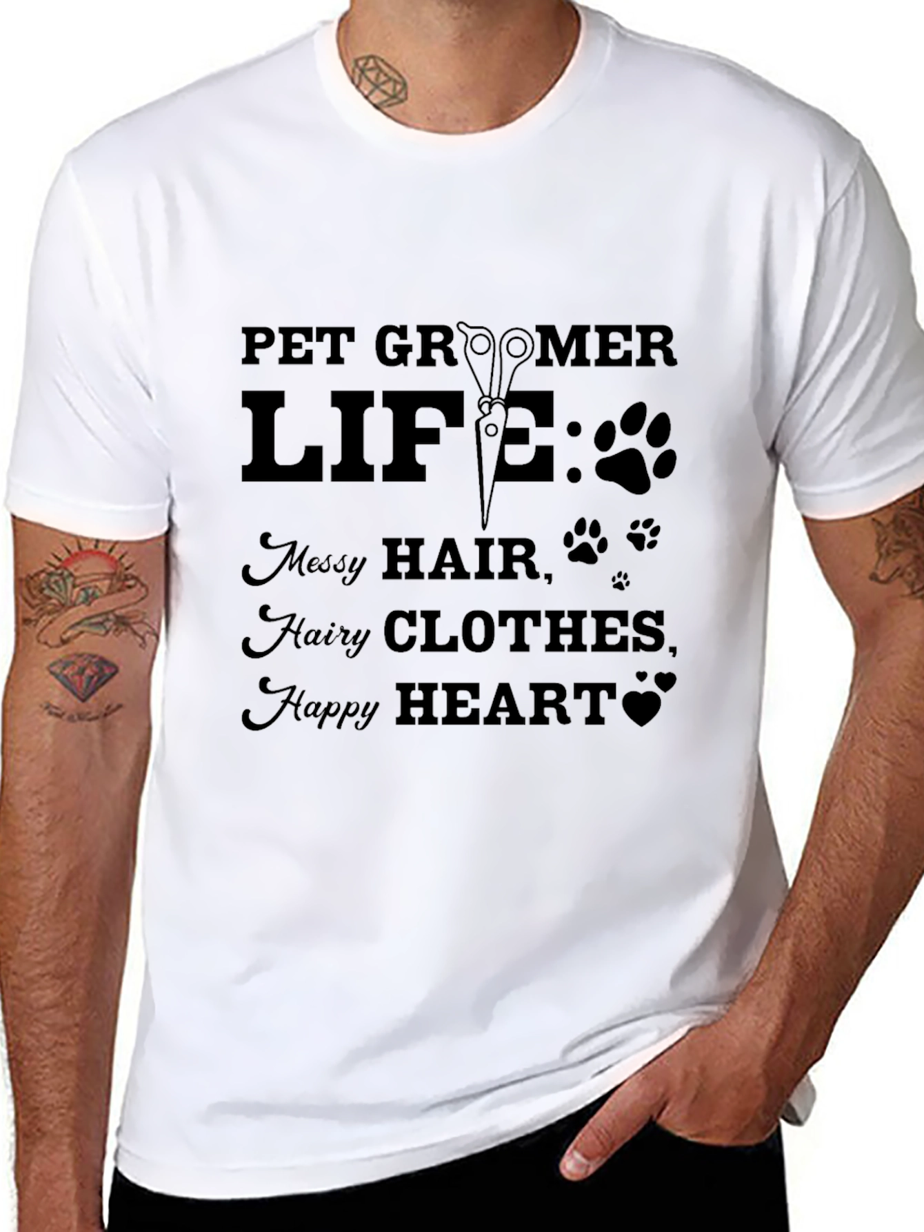 Pet Groomer Life T-Shirt - Messy Hair Happy Heart