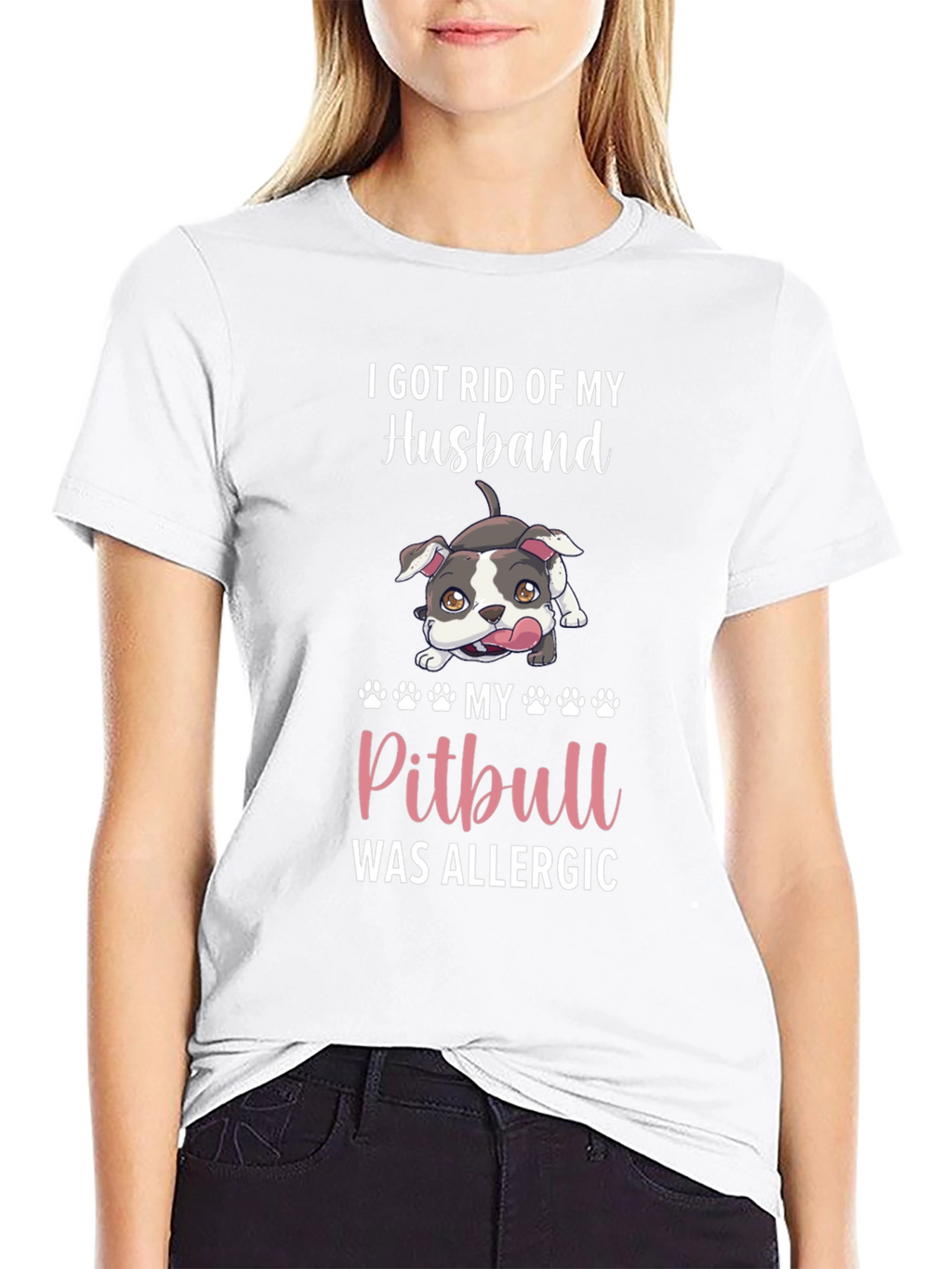Funny Pitbull Husband Allergy T-Shirt