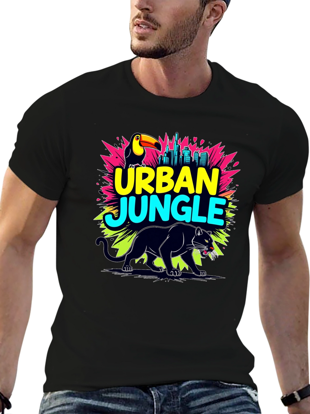 Urban Jungle Graphic T-Shirt - Mens Black Tee