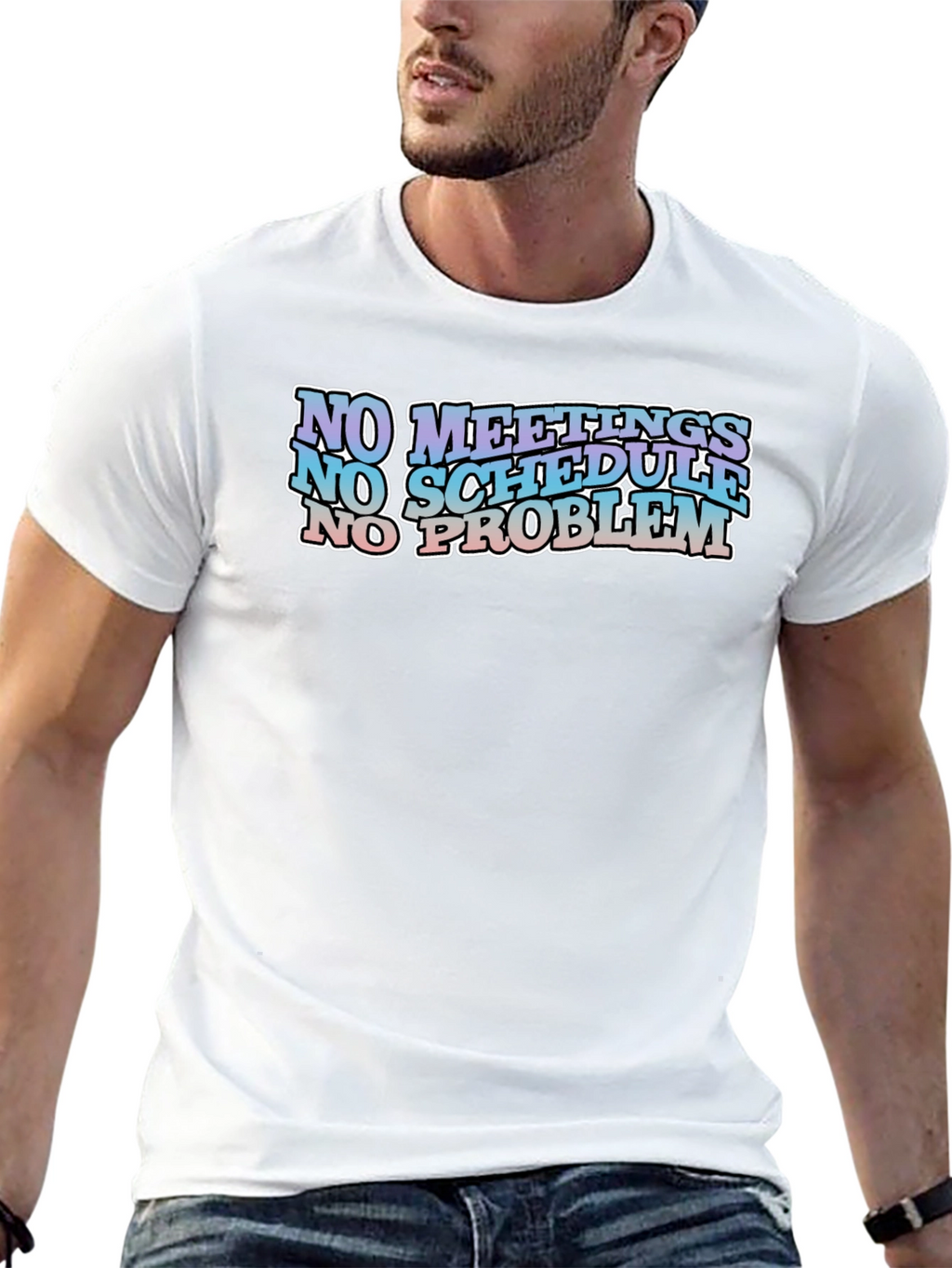 No Meetings No Schedule No Problem Black Graphic Tee
