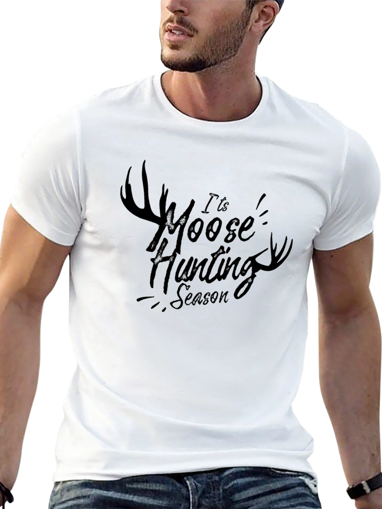 Moose Hunting Season Black Graphic Tee