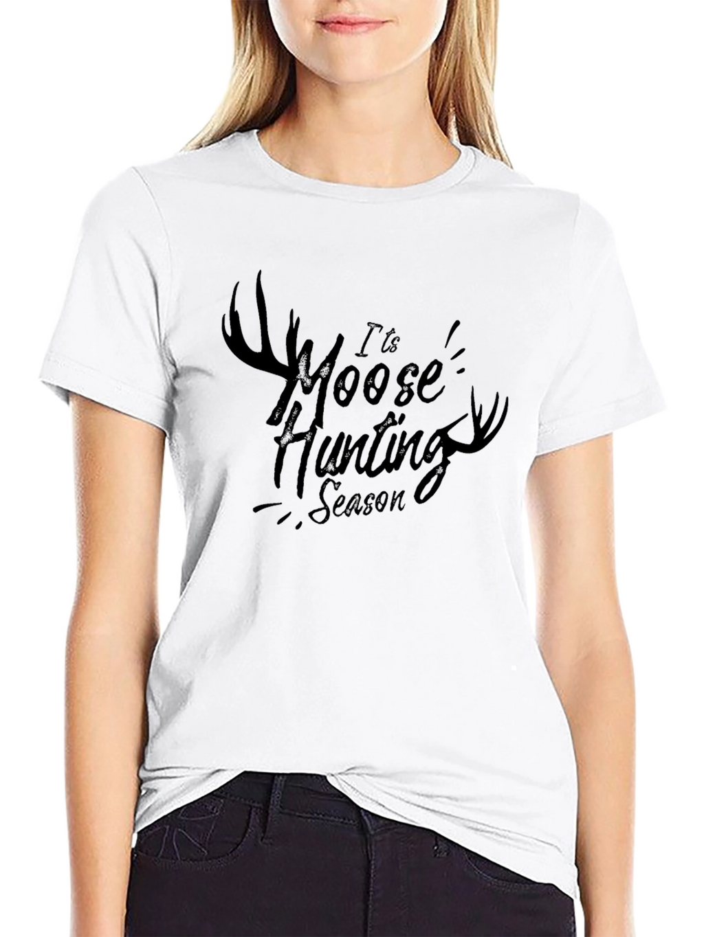 Moose Hunting Season Black Graphic Tee