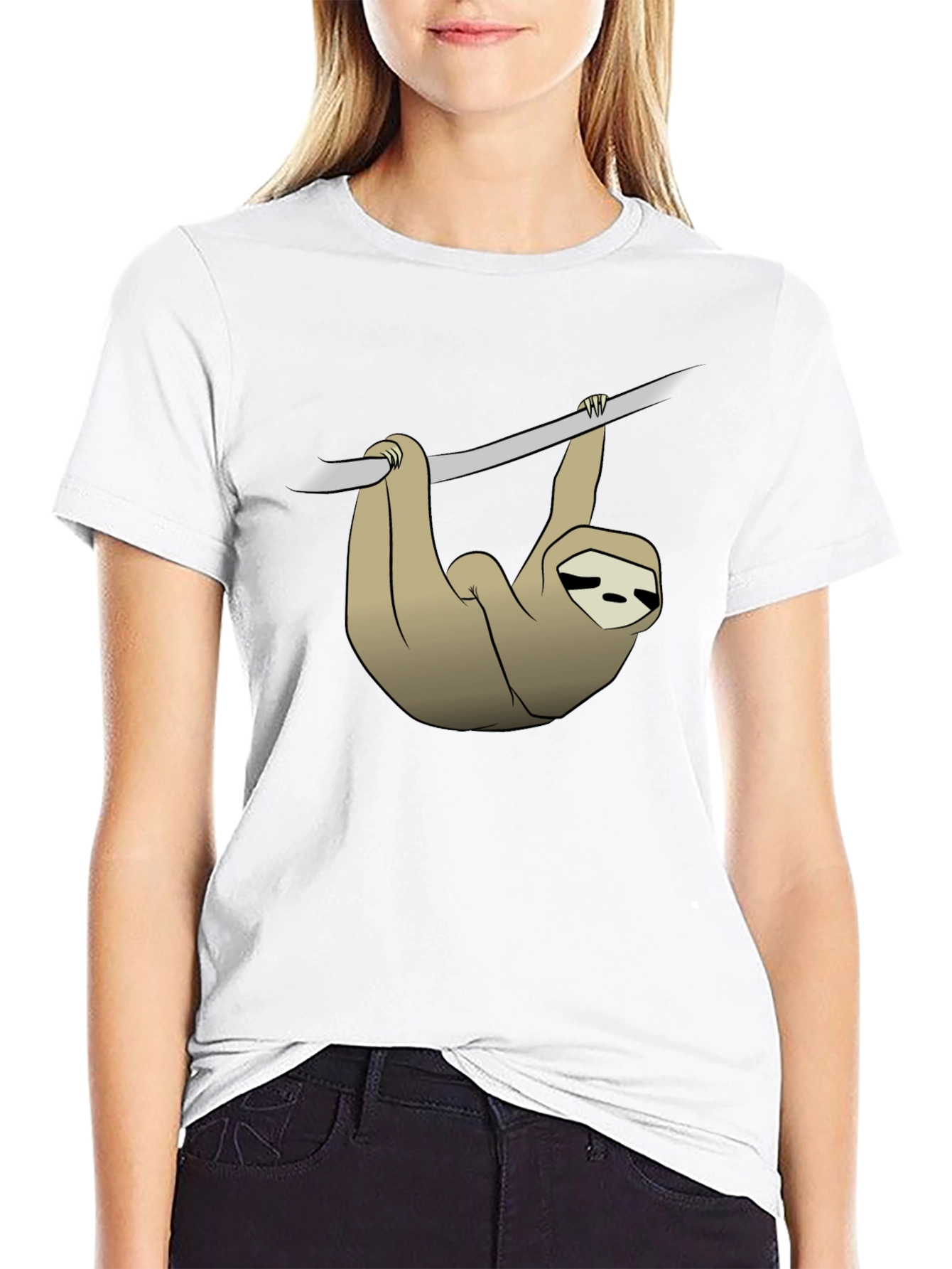 Sloth Hanging on Branch Graphic T-Shirt