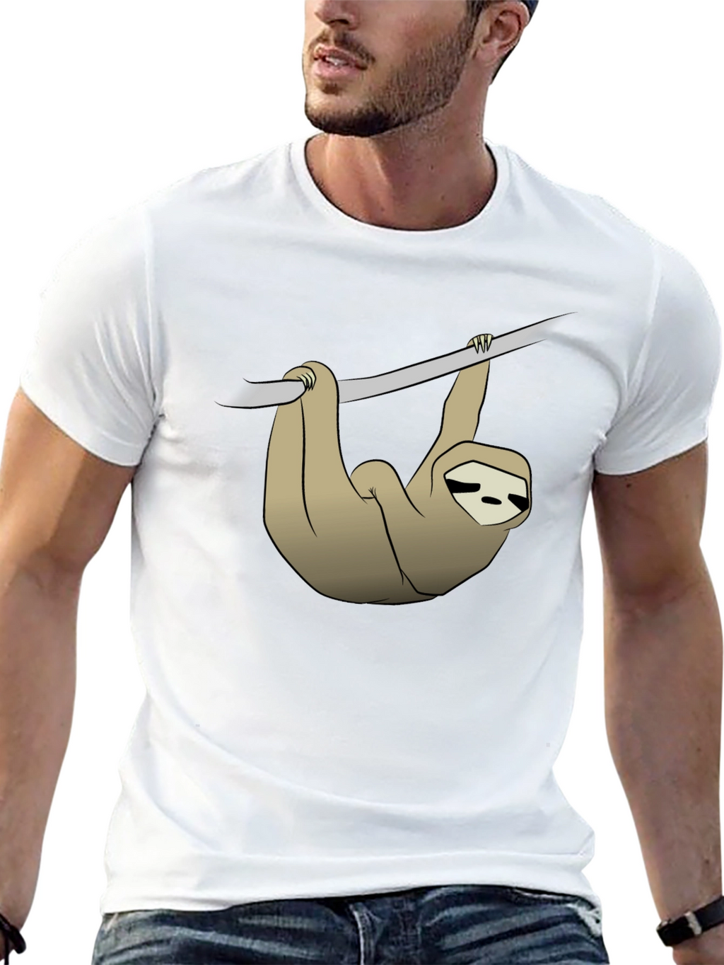 Sloth Hanging on Branch Graphic T-Shirt