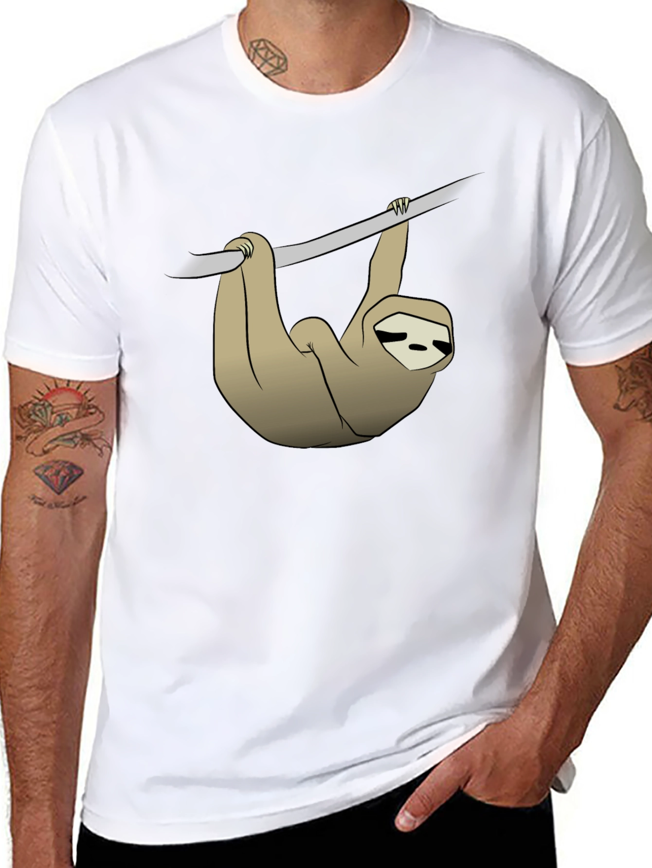 Sloth Hanging on Branch Graphic T-Shirt