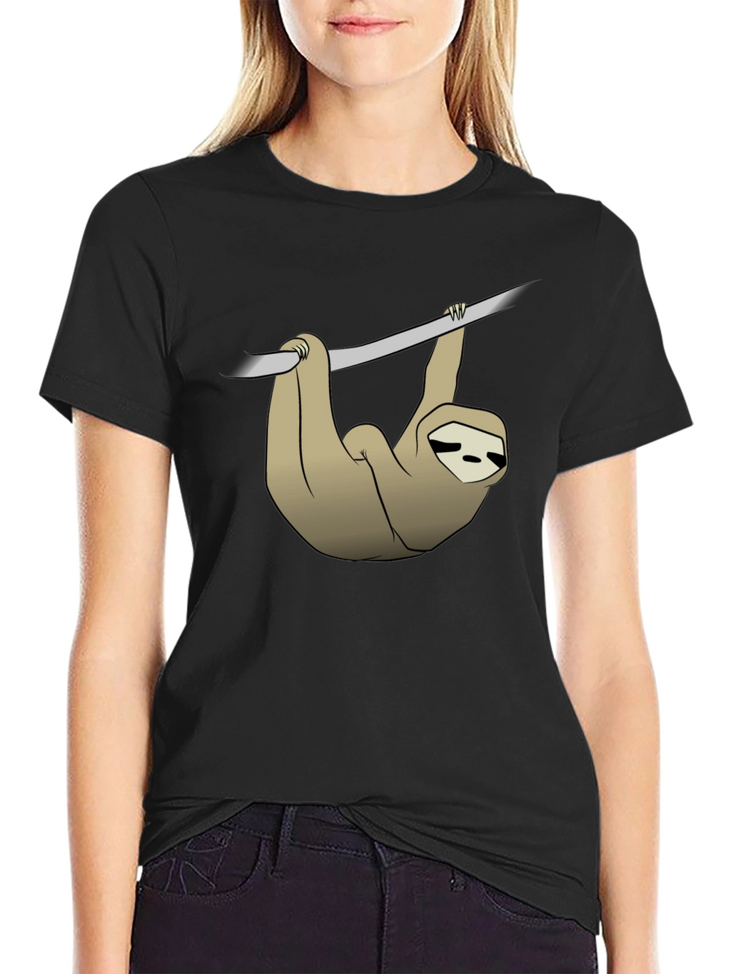 Sloth Hanging on Branch Graphic T-Shirt