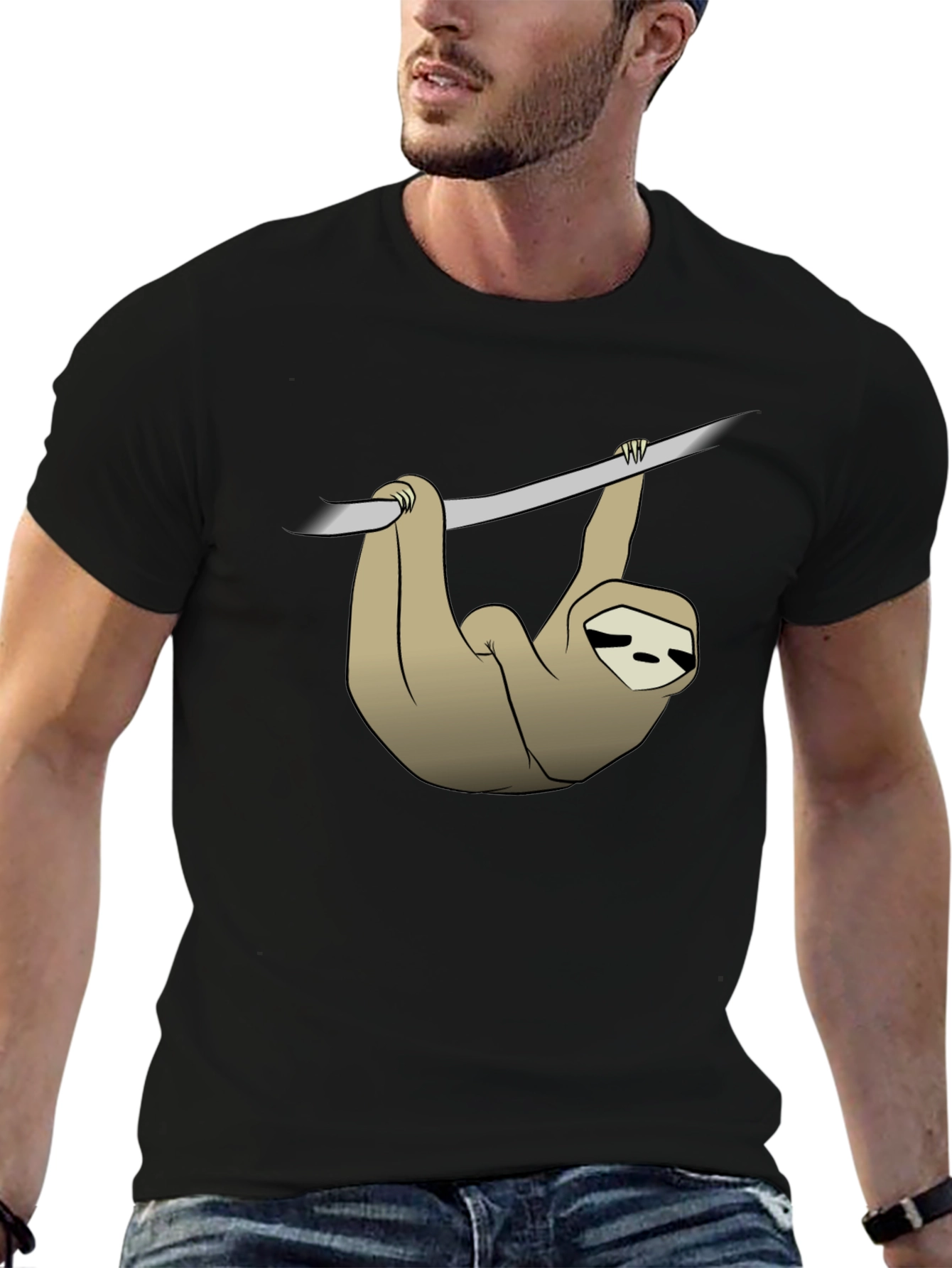 Sloth Hanging on Branch Graphic T-Shirt