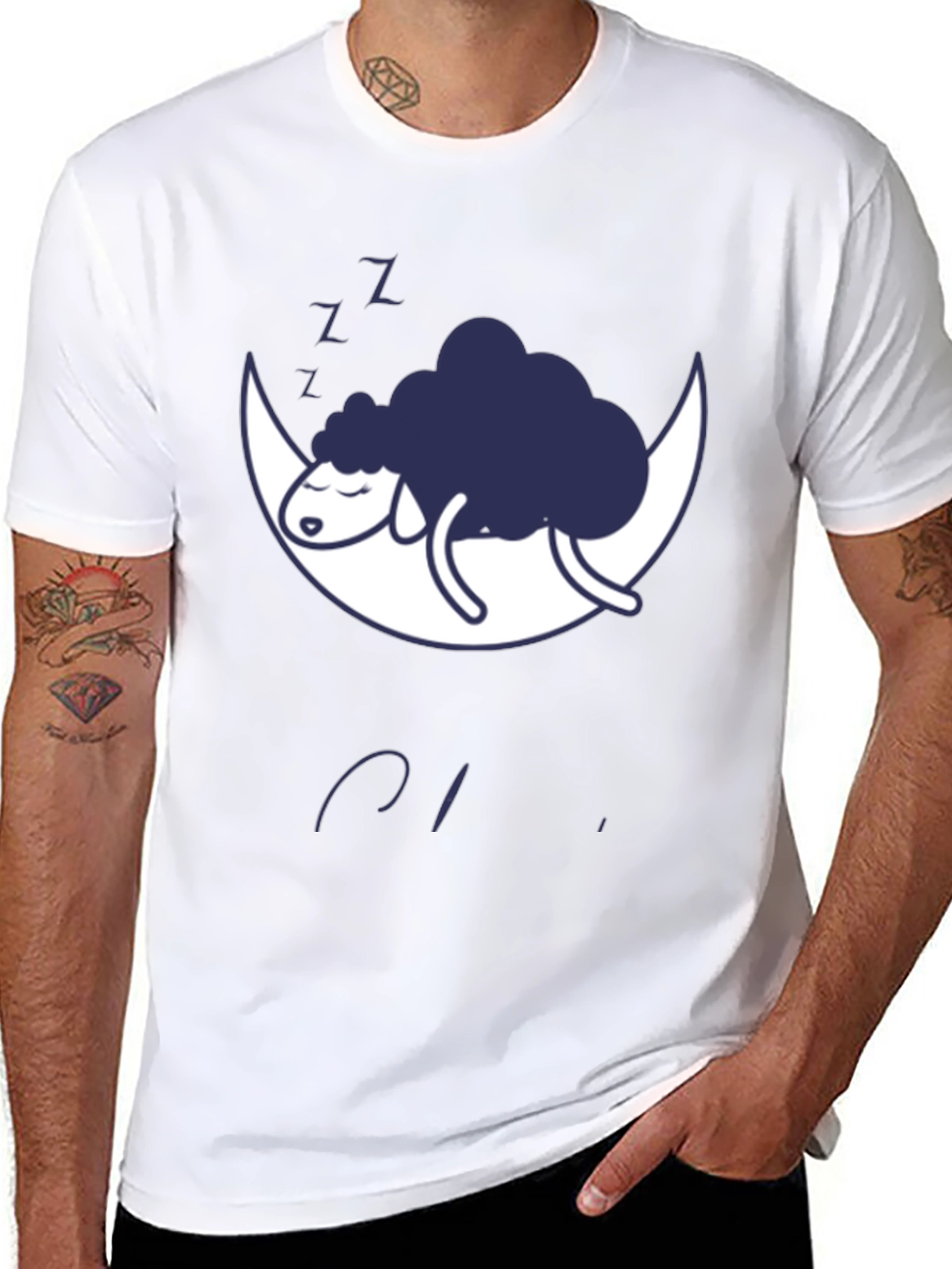 Dreamy Sheep Moon Black T-Shirt