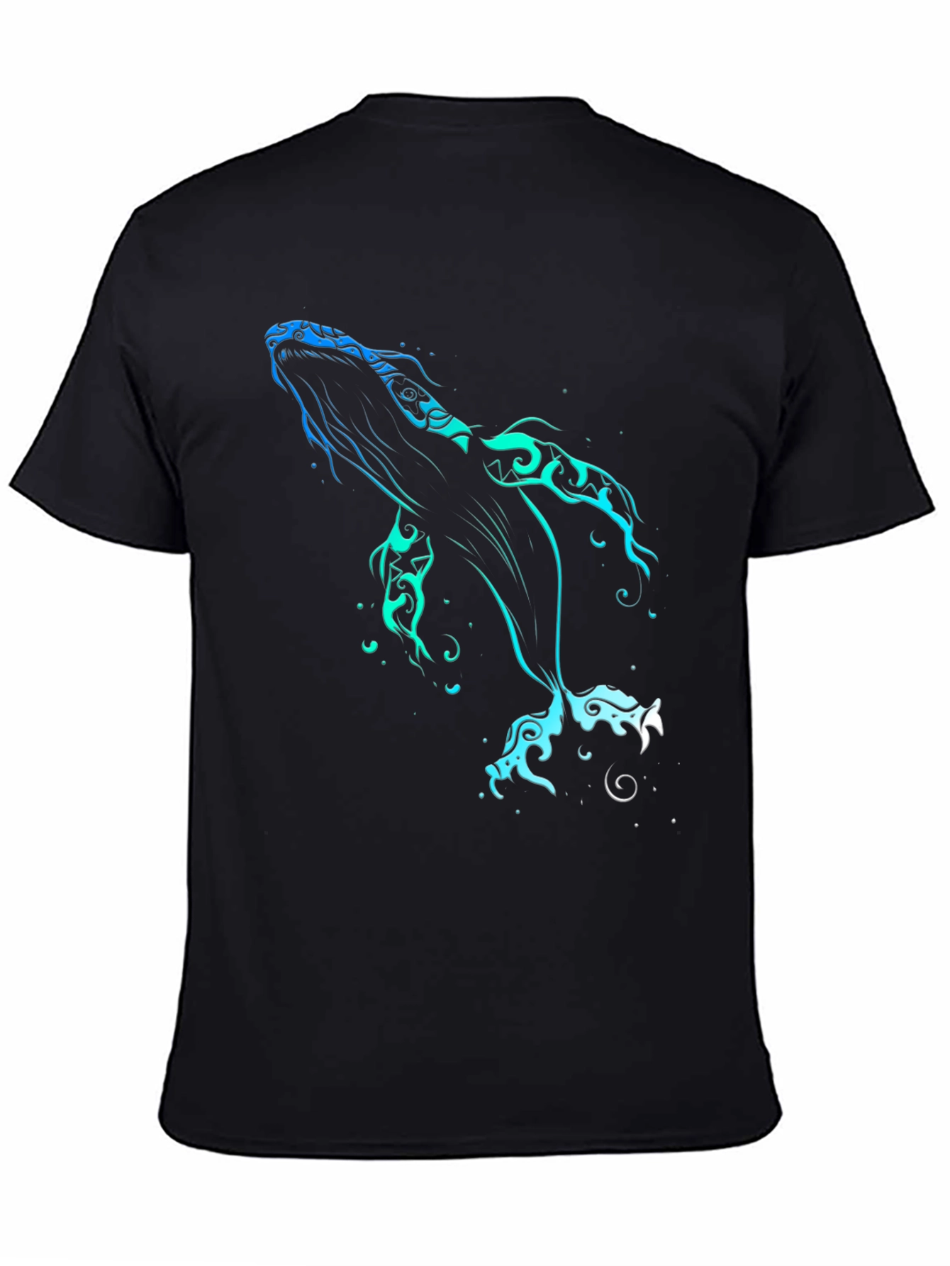 Whale Art Black T-Shirt Ocean Lover Tee