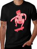 Skater Girl Graphic Tee - Black Cotton T-Shirt
