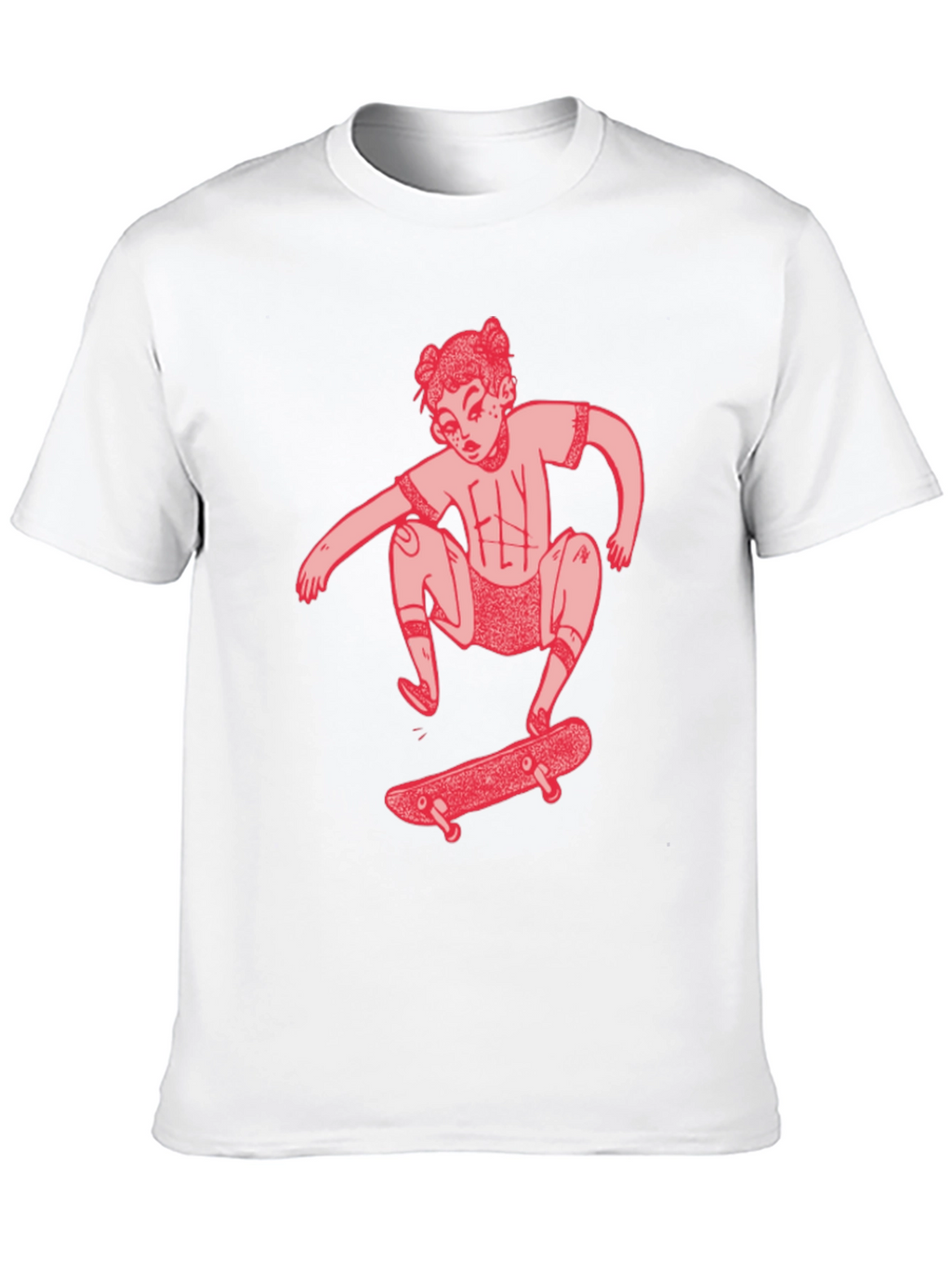 Skater Girl Graphic Tee - Black Cotton T-Shirt