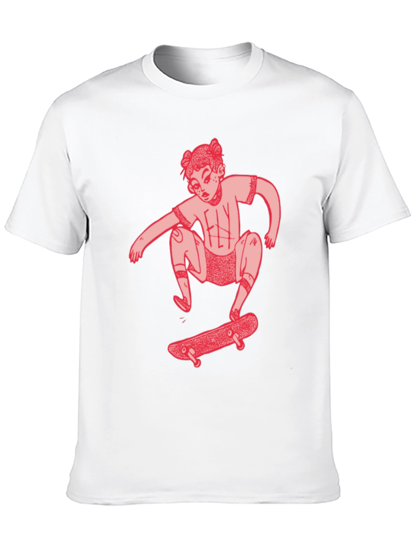 Skater Girl Graphic Tee - Black Cotton T-Shirt
