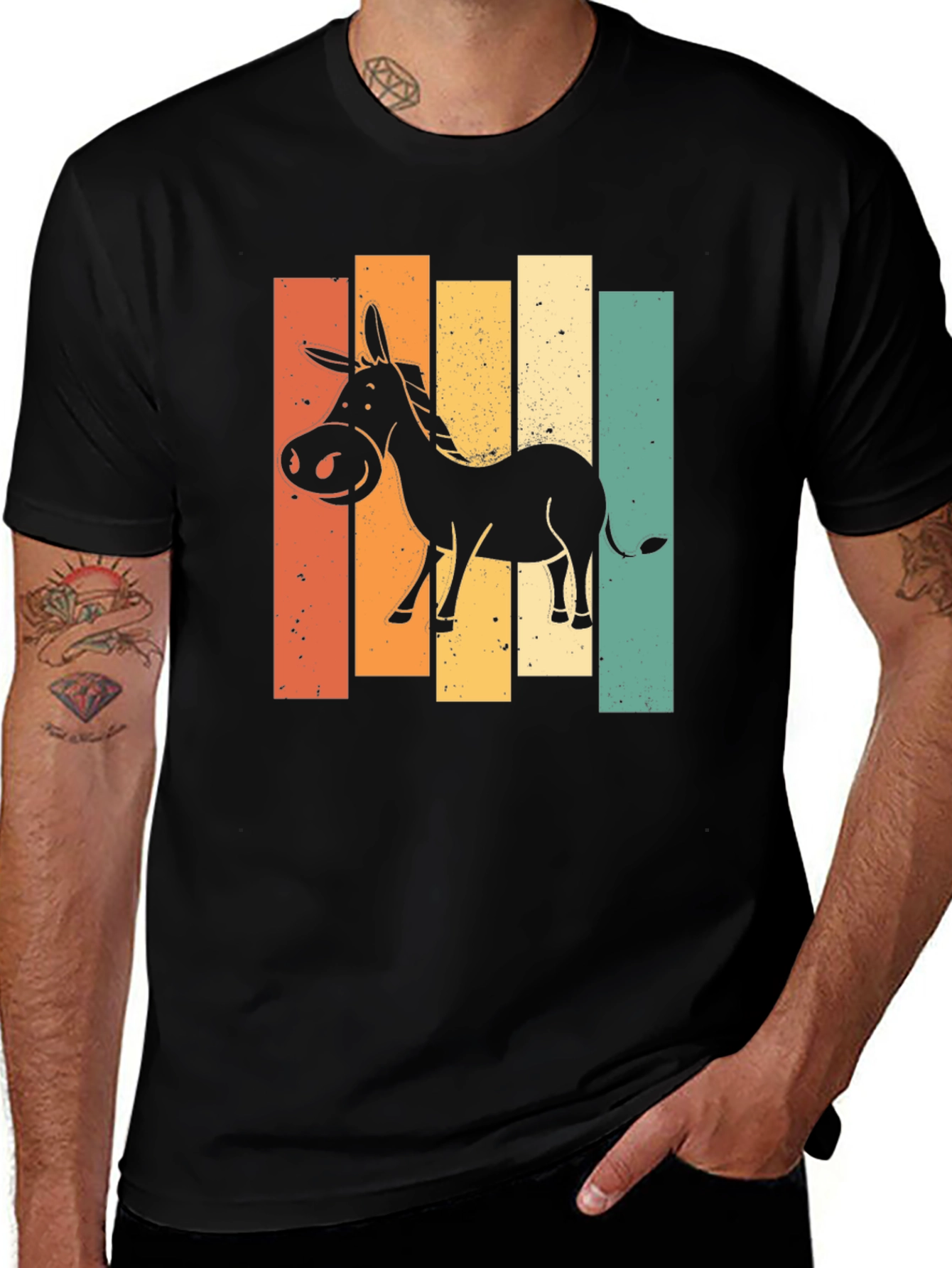 Retro Donkey Graphic T-Shirt - Black
