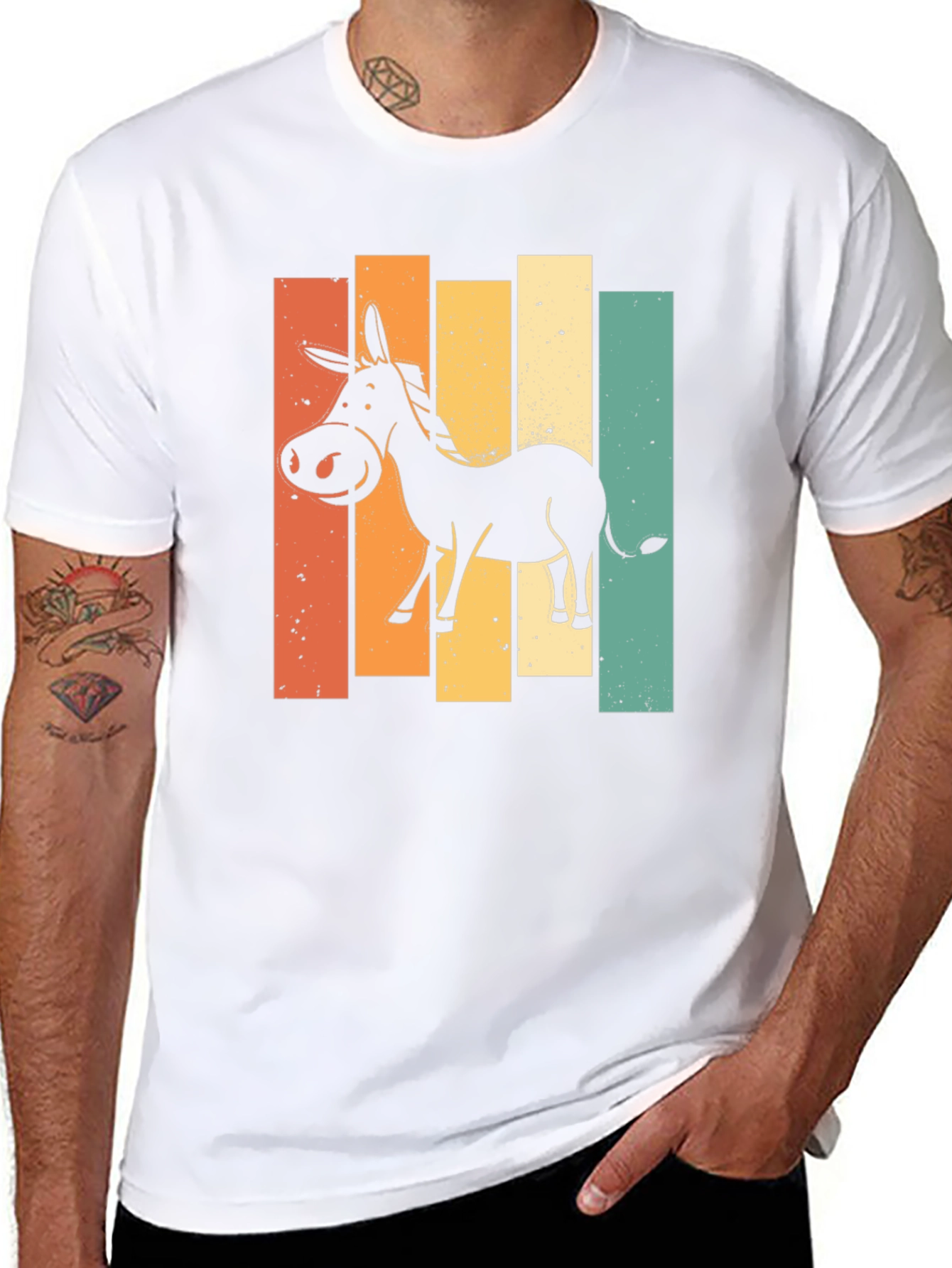 Retro Donkey Graphic T-Shirt - Black