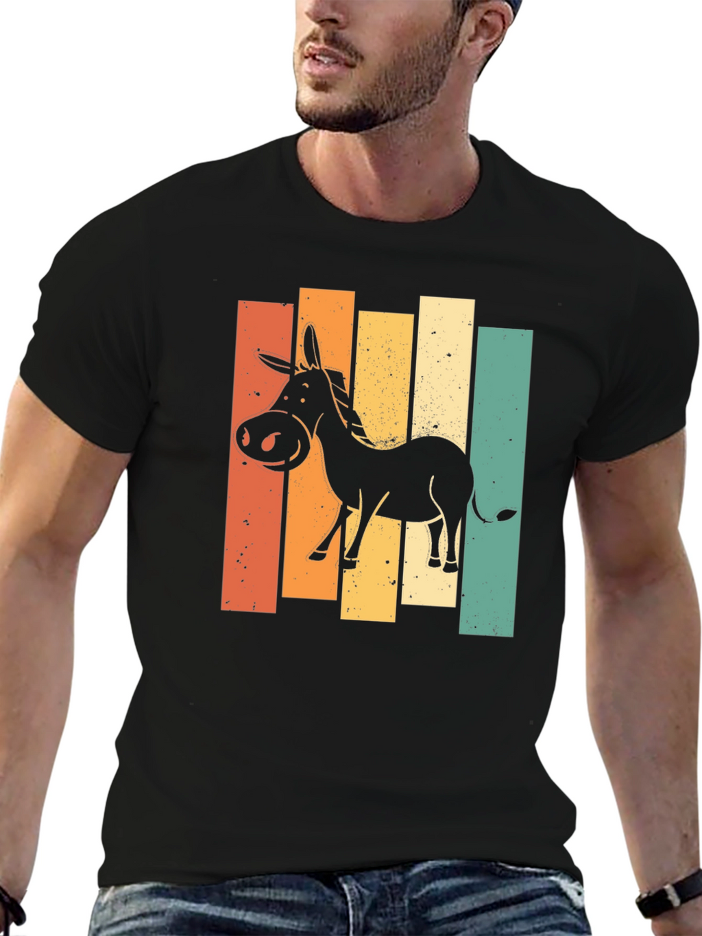 Retro Donkey Graphic T-Shirt - Black