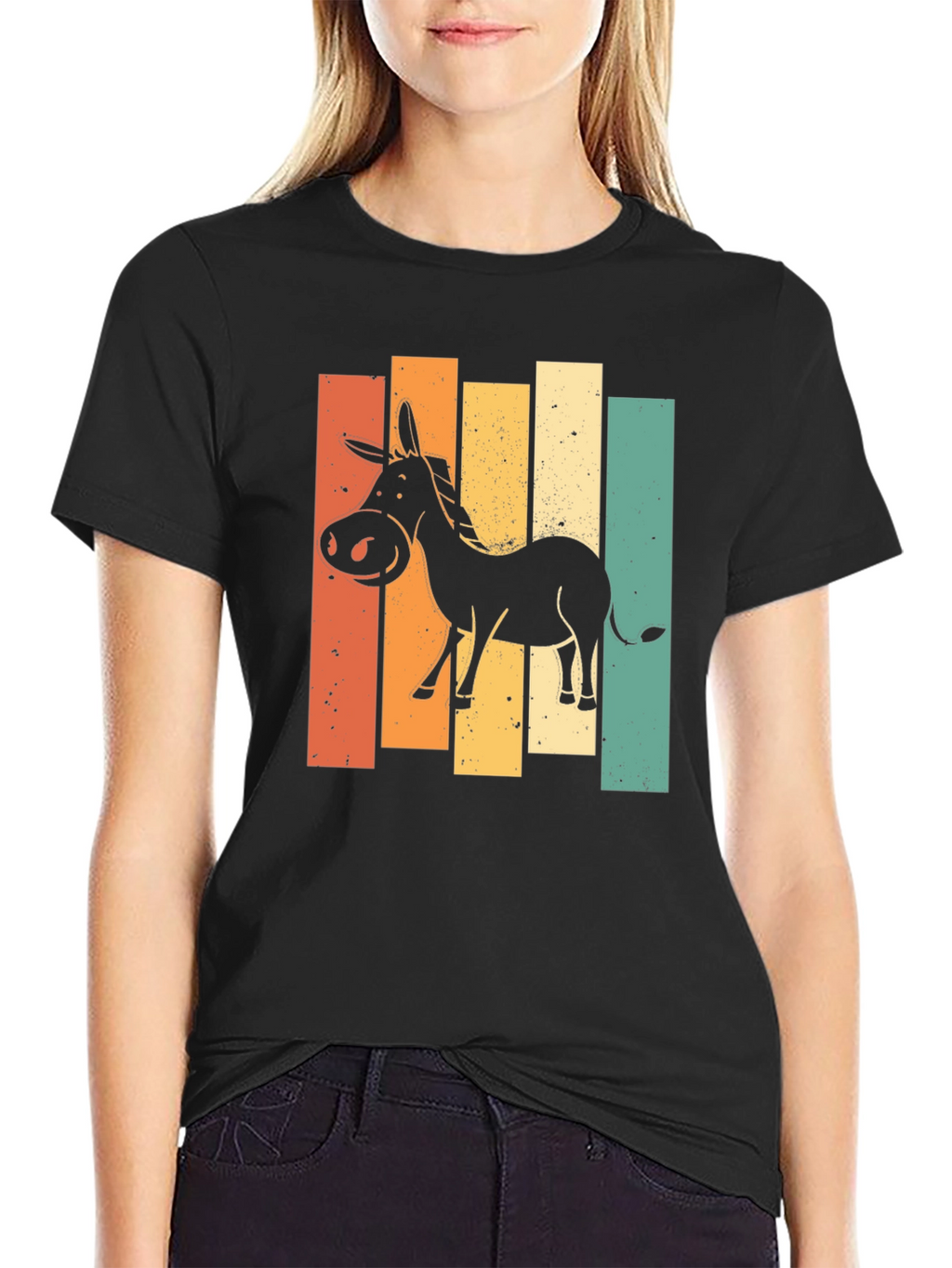 Retro Donkey Graphic T-Shirt - Black